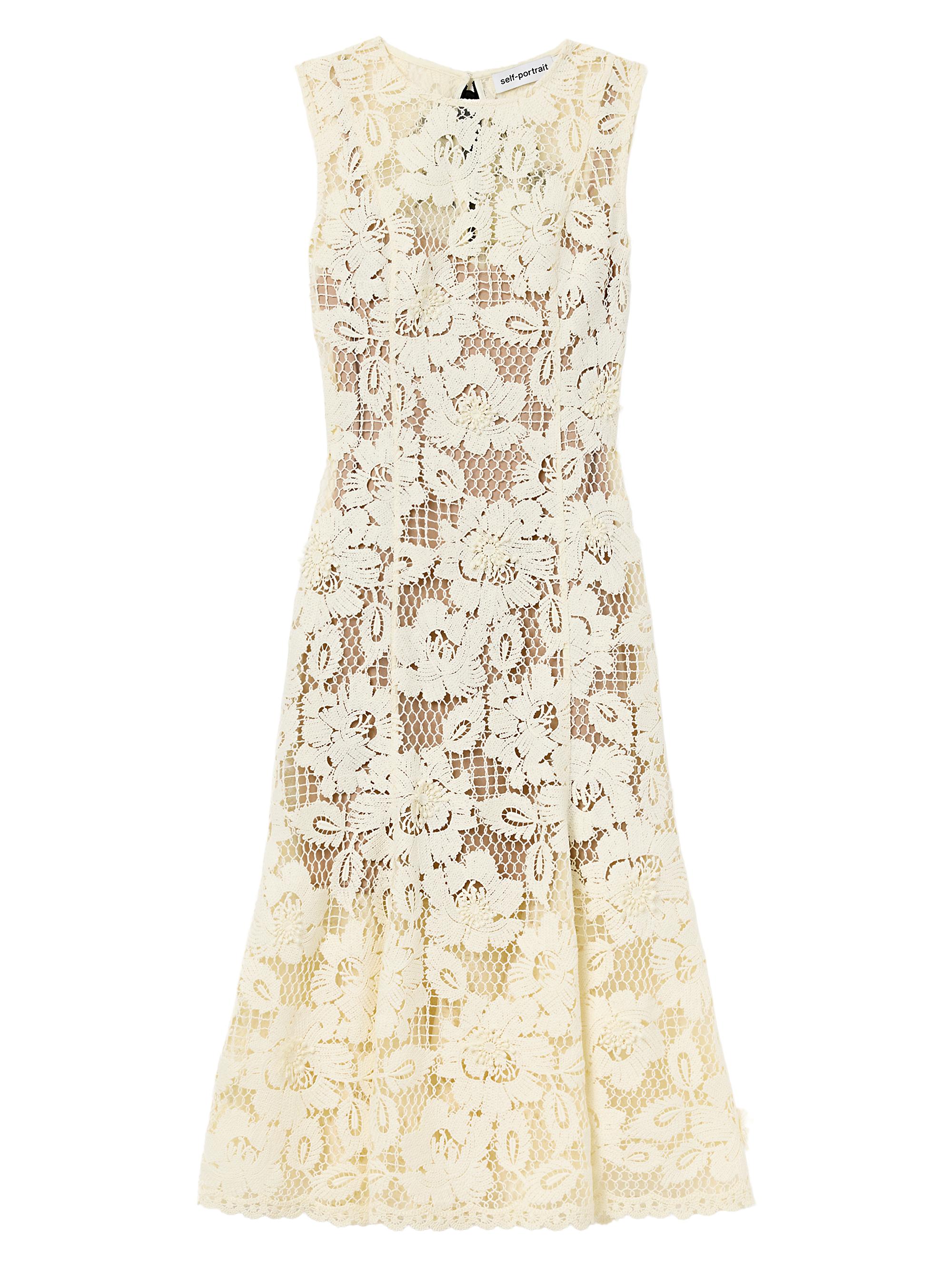 Self-Portrait Women's Crochet Lace Midi-Dress - Yellow