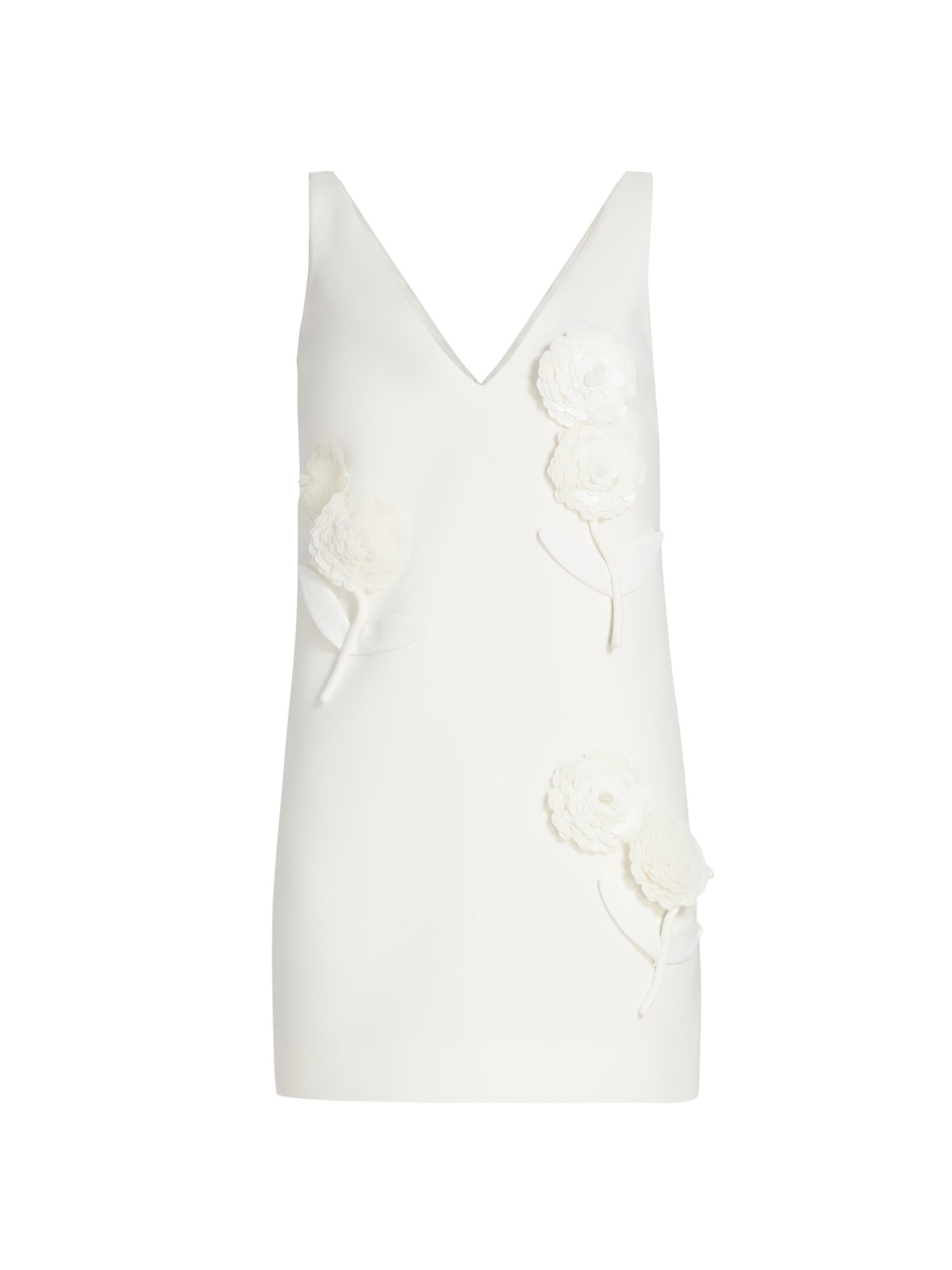 Self-Portrait Women's Paillette-Embellished Flower-Appliqué Minidress - White