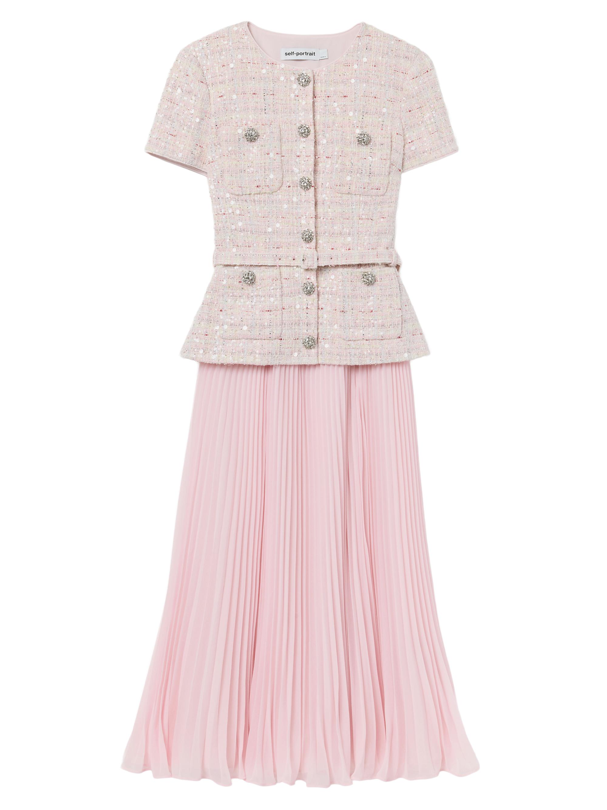 Self-Portrait Women's Sequin Bouclé Tailored Midi-Dress - Pink