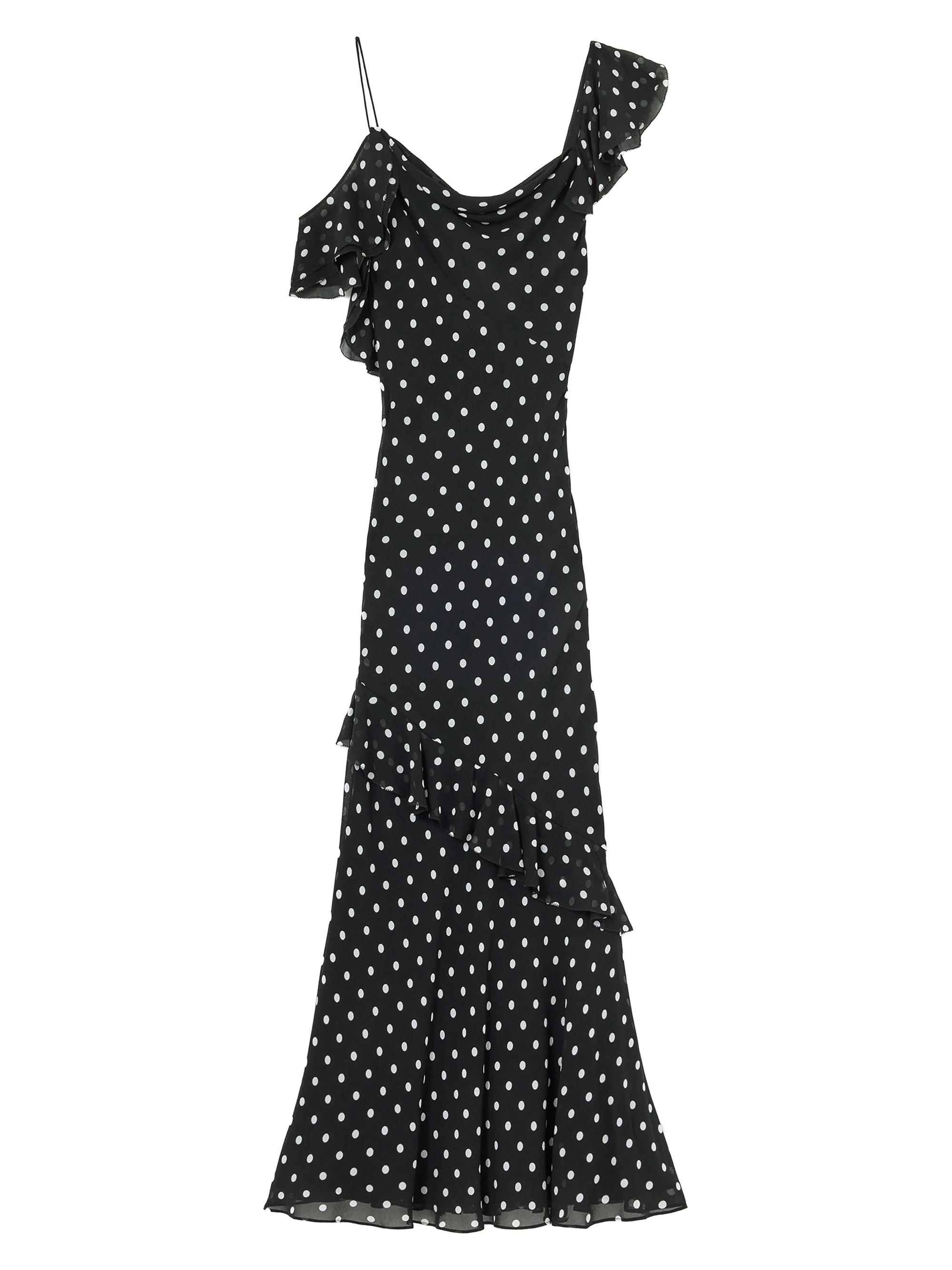 Self-Portrait Women's Polka Dot Georgette Maxi Dress - Black