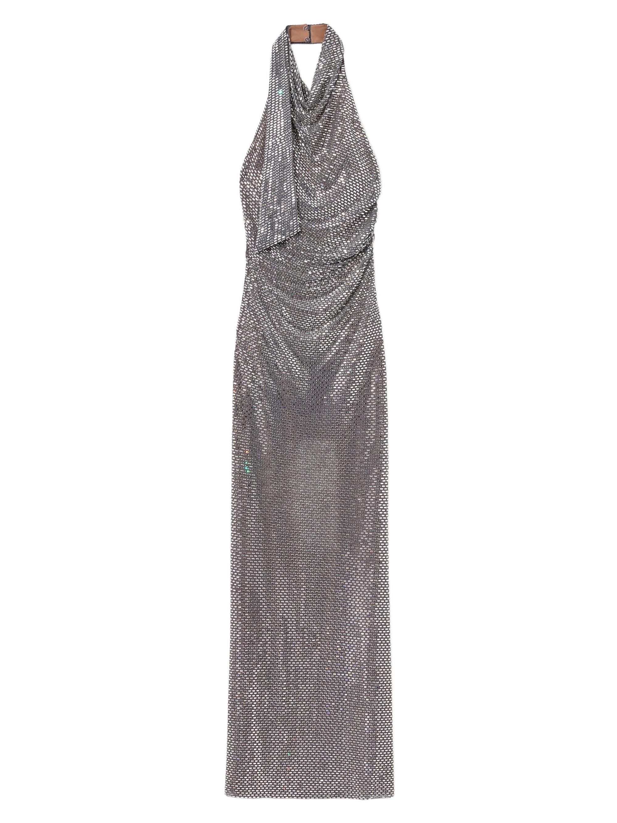 Self-Portrait Women's Rhinestone Draped Maxi Dress - Grey