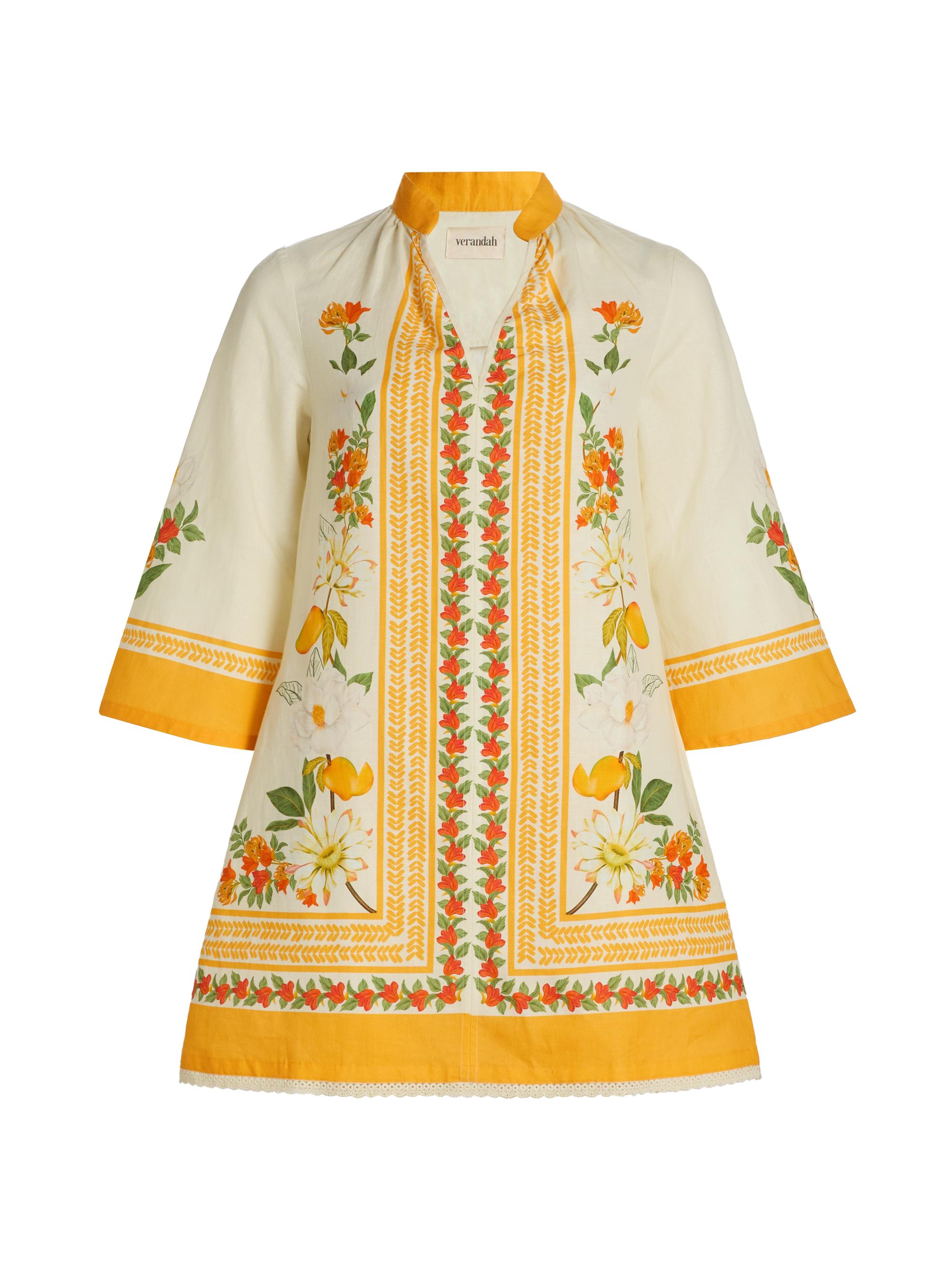 Verandah Women's Ammama Garden Cotton-Linen Minidress -  Multi Floral Panel