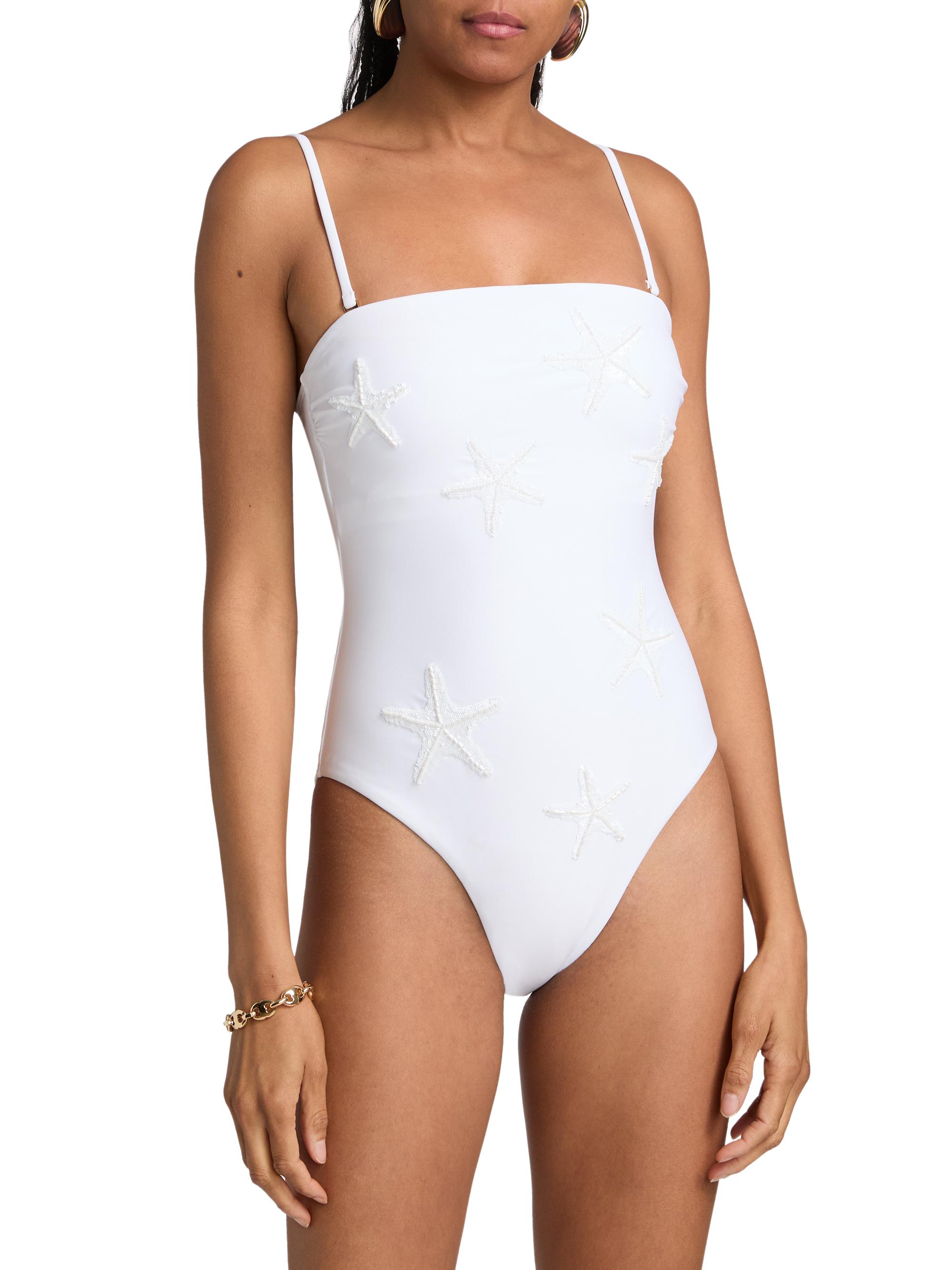Lucky Starfish Swims ビキニ ホワイト Milly Starfish Sequined One-Piece Swimsuit | Saks Fifth Avenue