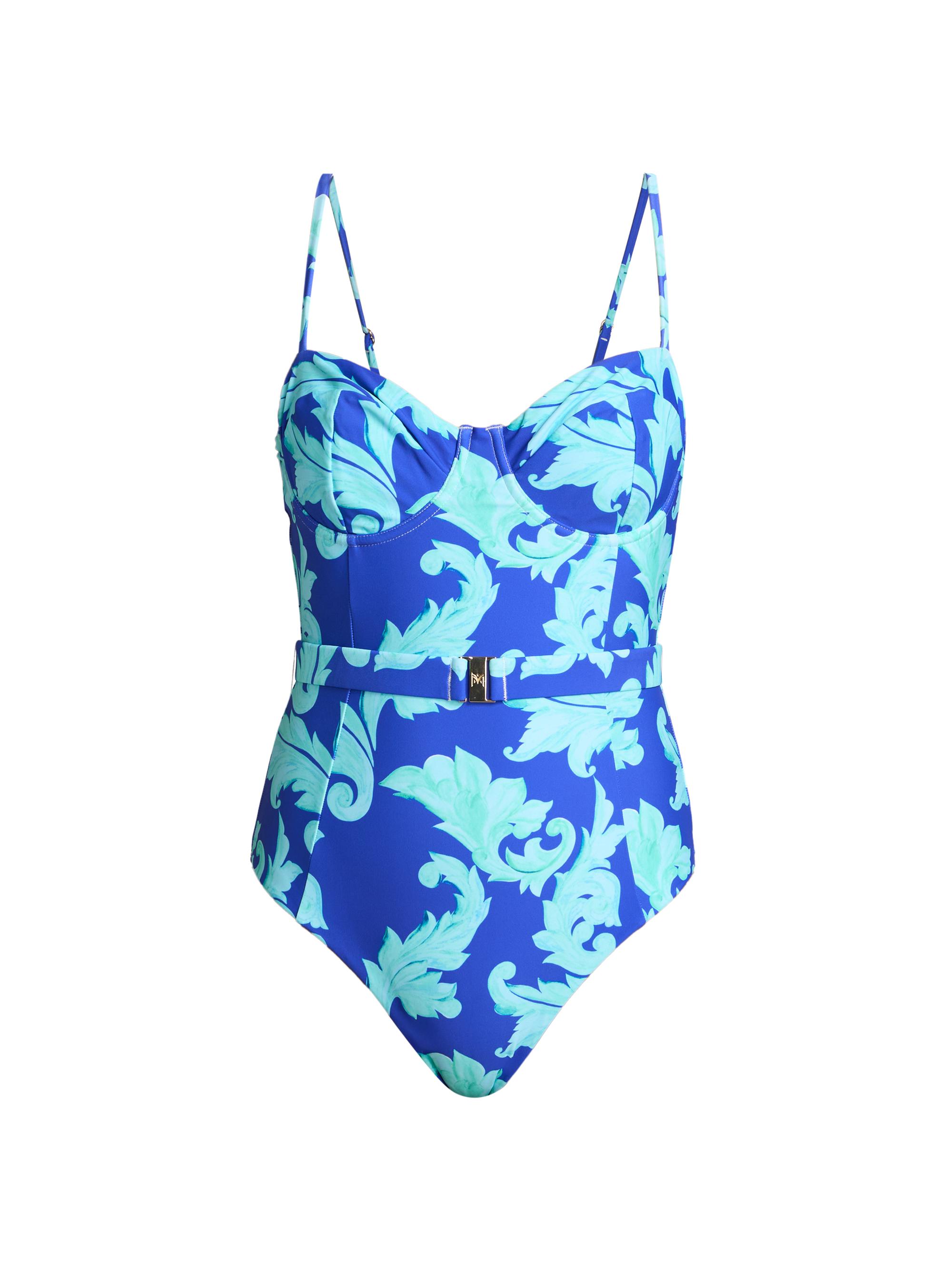 Milly Women's Canopee Graphic Belted One-Piece Swimsuit - Blue Multi