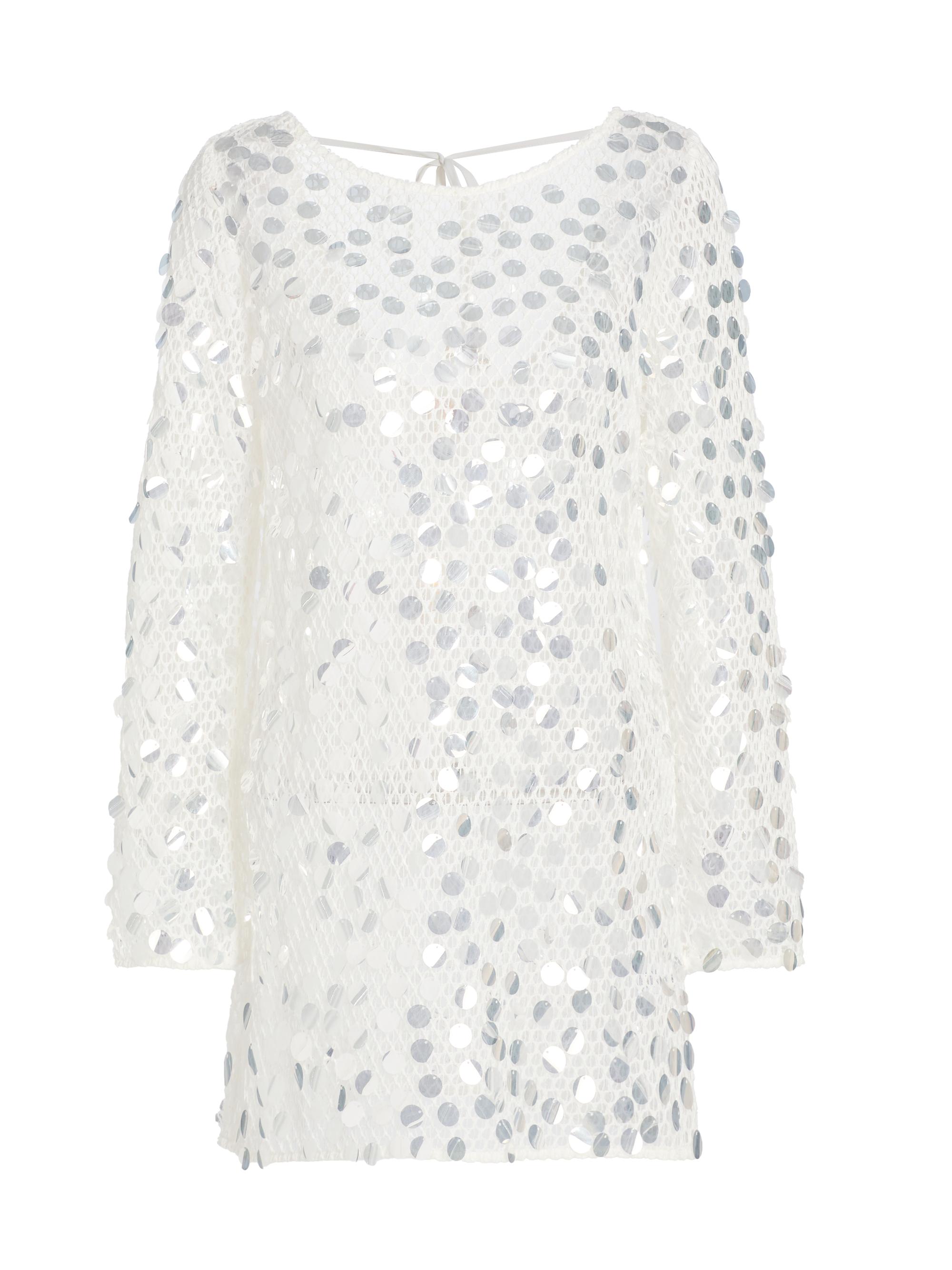 Milly Women's Paillette Sequined Crochet Cover-Up Minidress - White