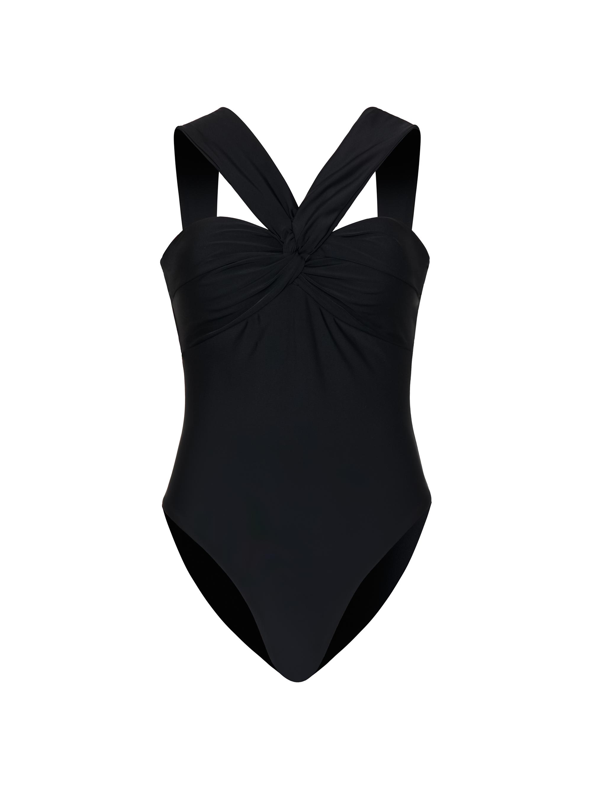 Milly Women's Betsy Draped Bandeau One-Piece Swimsuit - Black