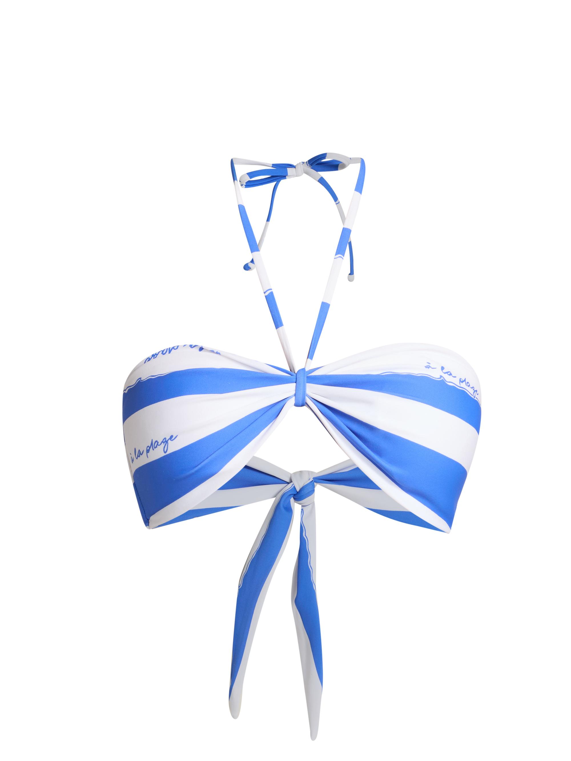 Milly Women's A La Plage Striped Halterneck Bikini Top - Blue