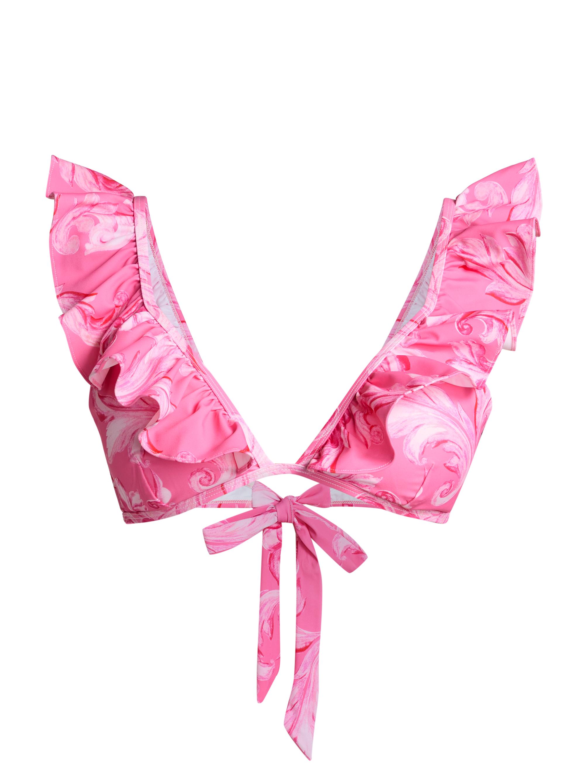 Milly Women's Canopee Abstract Ruffled Bikini Top - Pink Multi