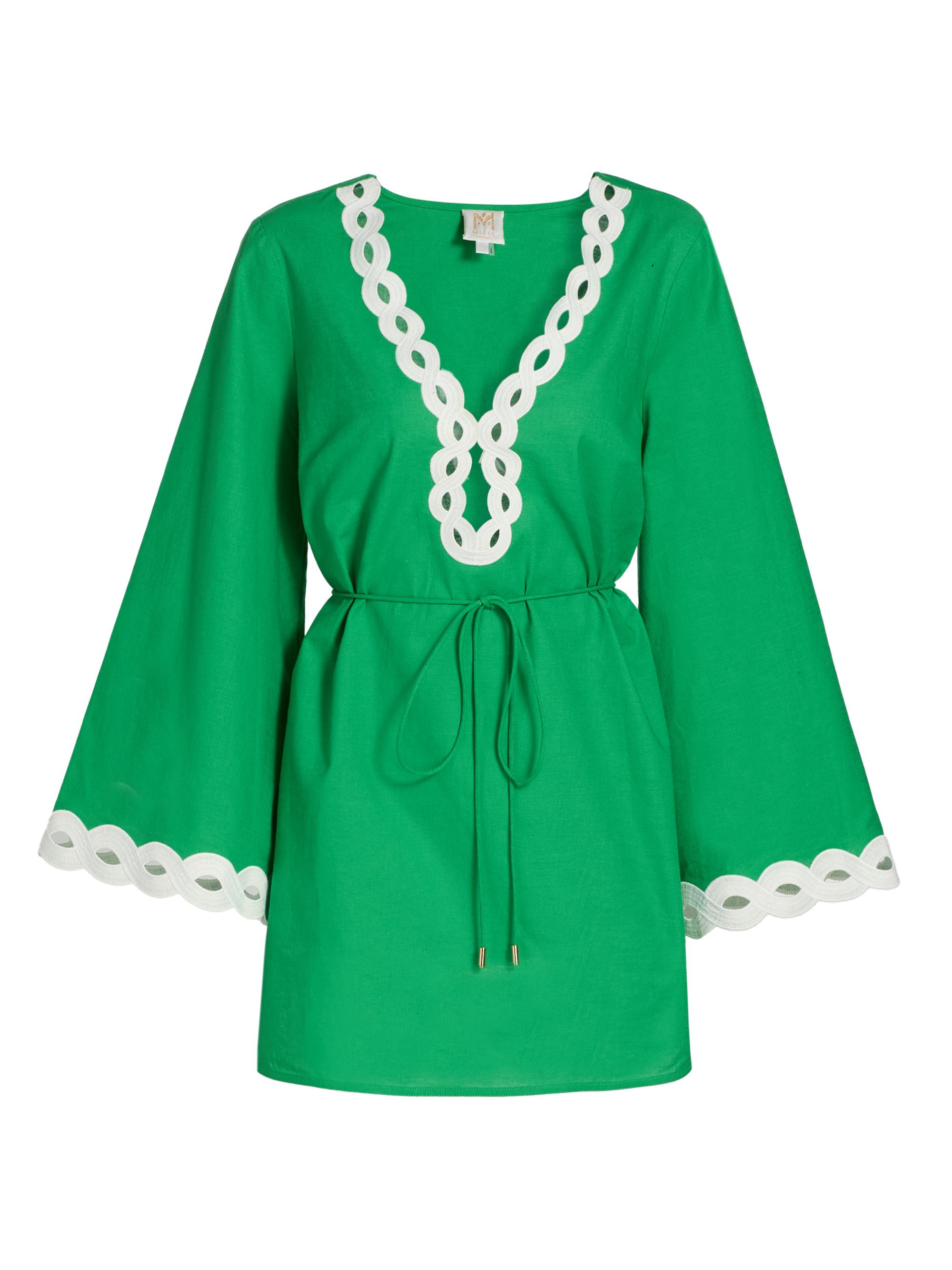 Milly Women's Embroidered Cotton-Blend Cover-Up Minidress - Green