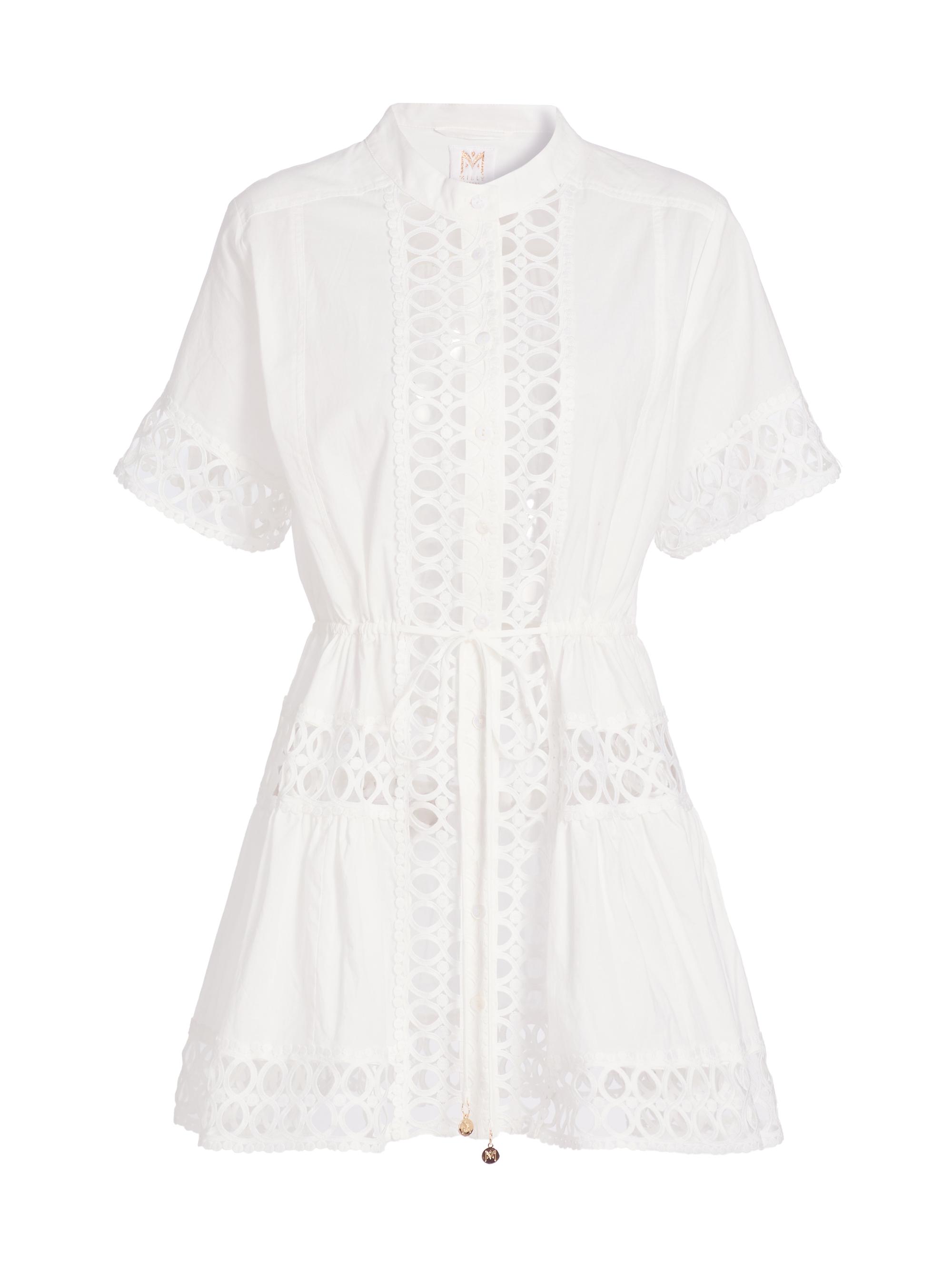 Milly Women's Lace Cotton Voile Mini-Shirtdress - White