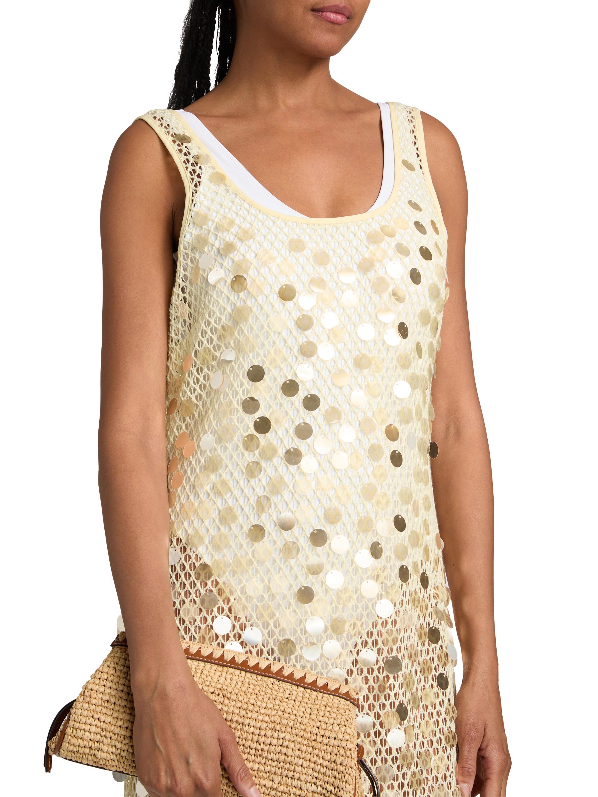 sequin crochet cover up dress Stella Sequin Crochet Side Slit Cover Up Maxi Dress - Black