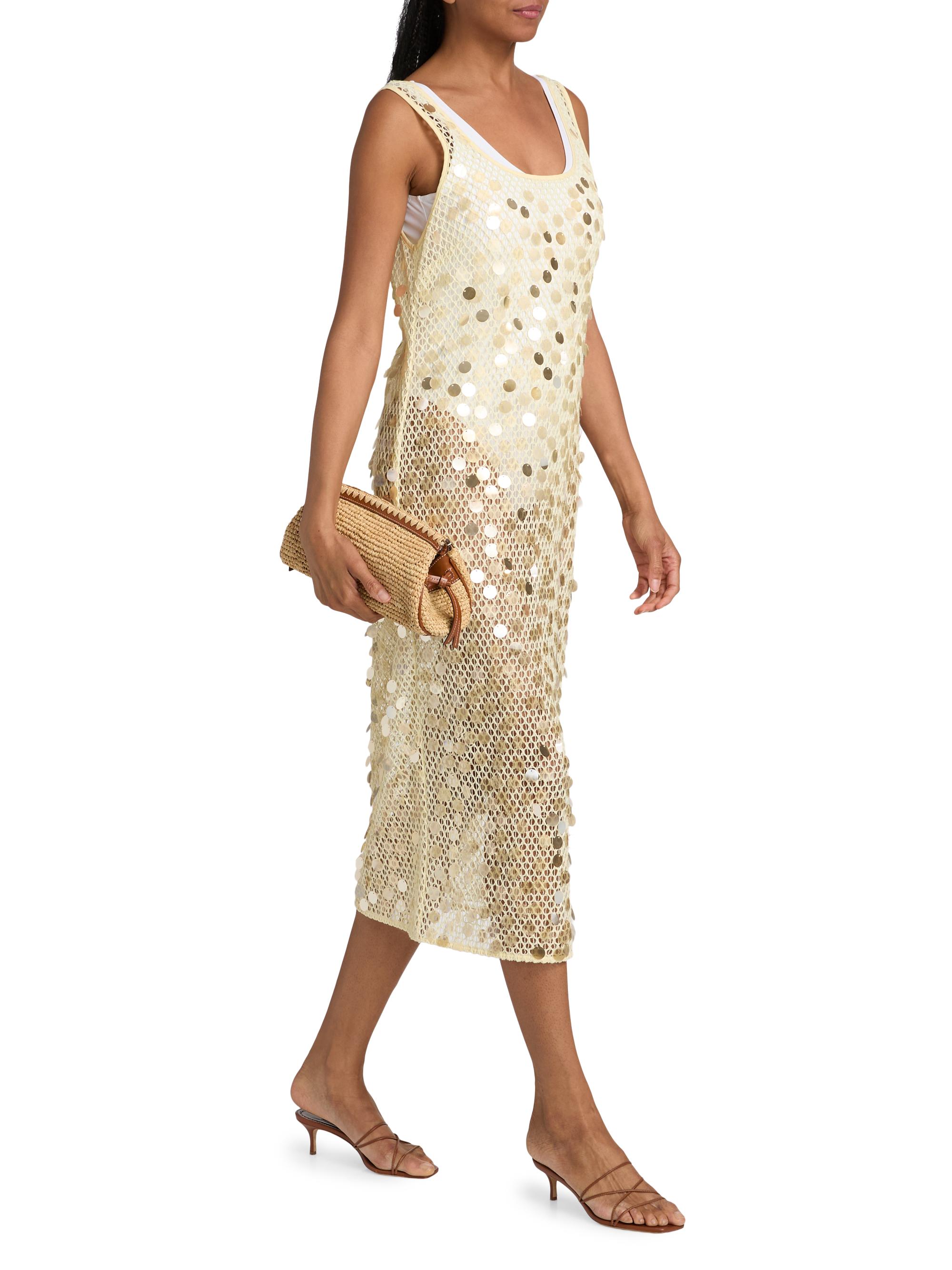saks crochet dress Milly Pailette Sequined Crochet Cover-Up Midi-Dress