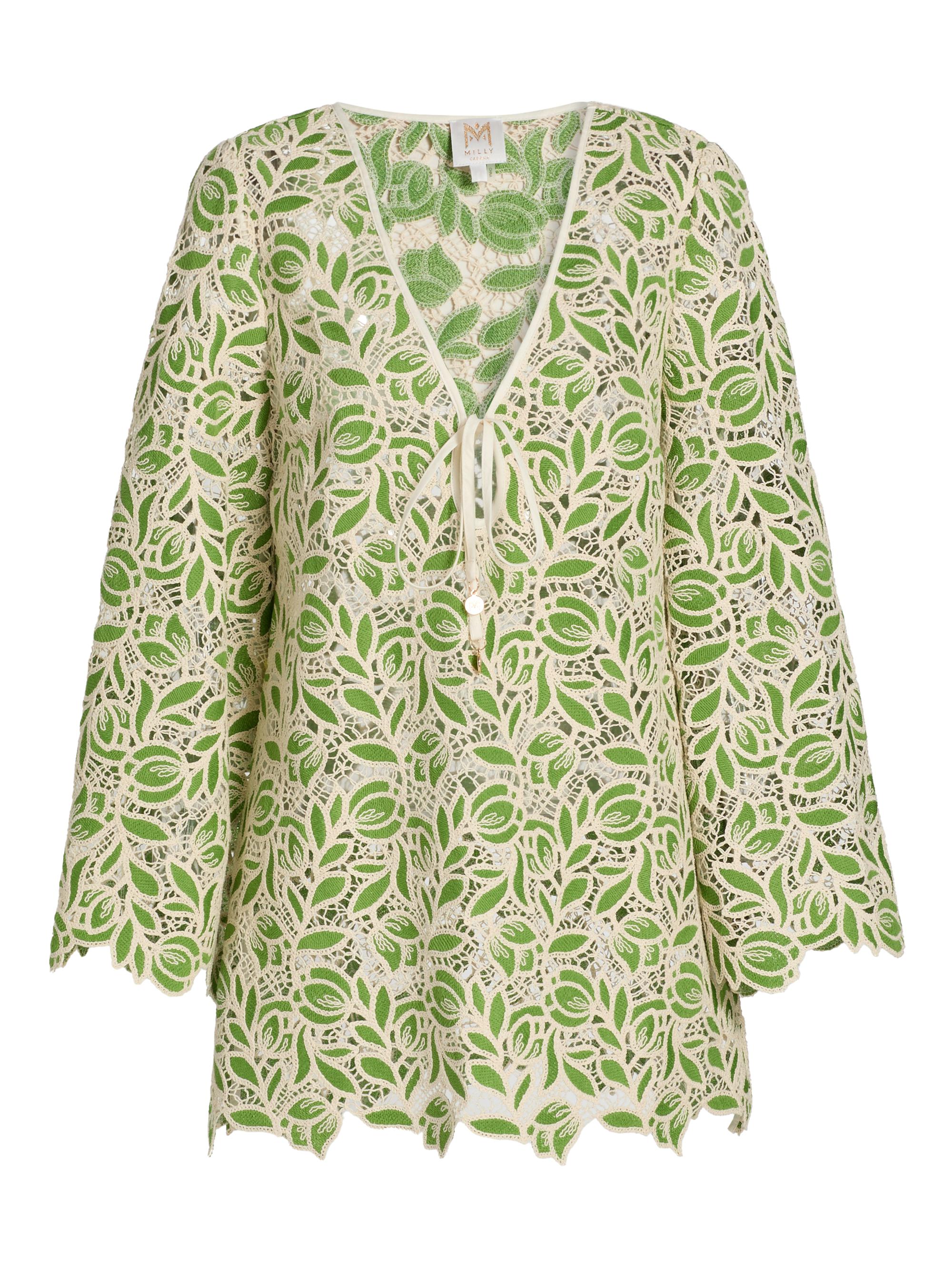 Milly Women's Green Leaf Cotton-Blend Cover-Up Minidress - Green