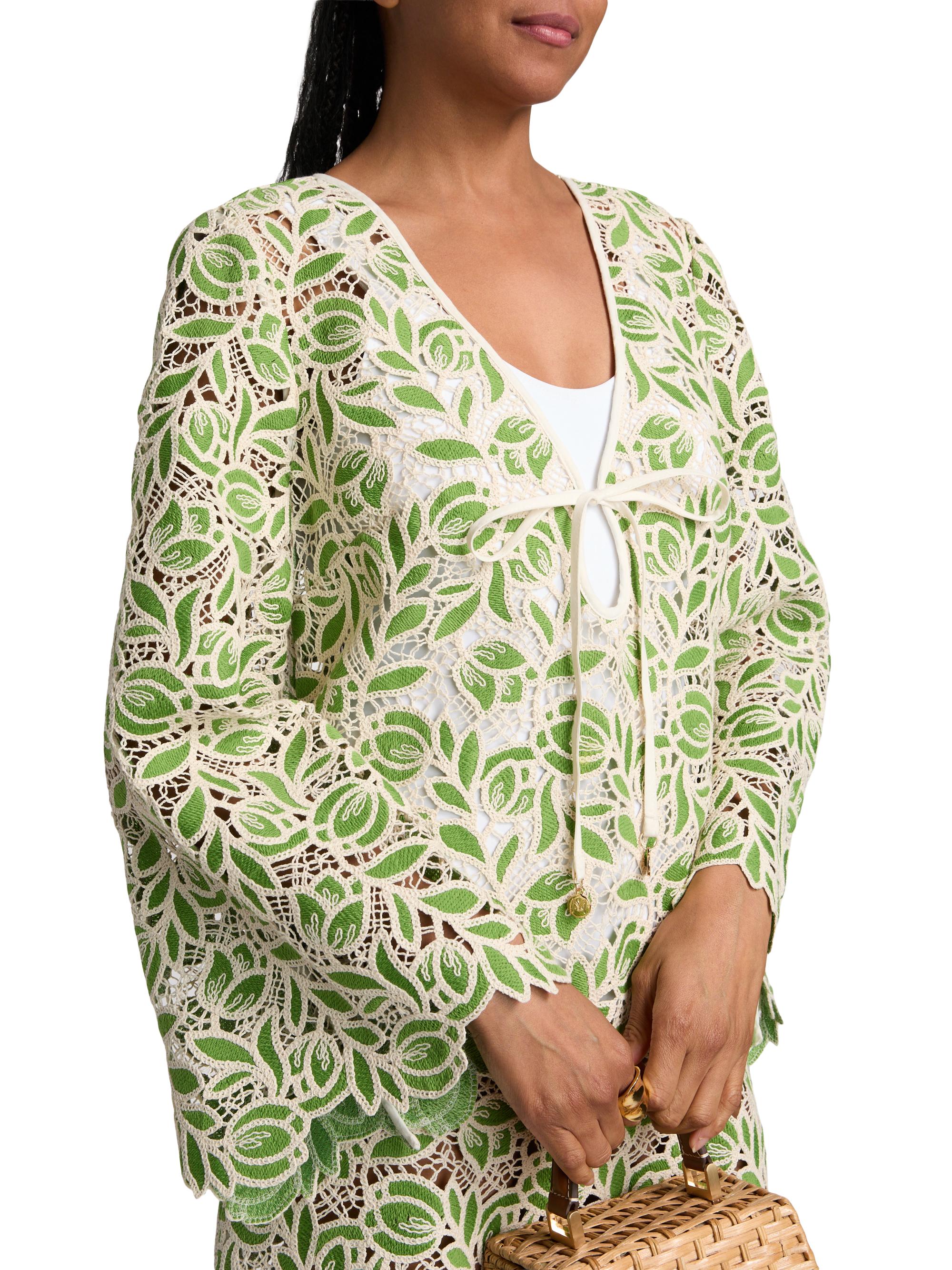 Milly Green Leaf Cotton-Blend Cover-Up Minidress | Saks Fifth Avenue