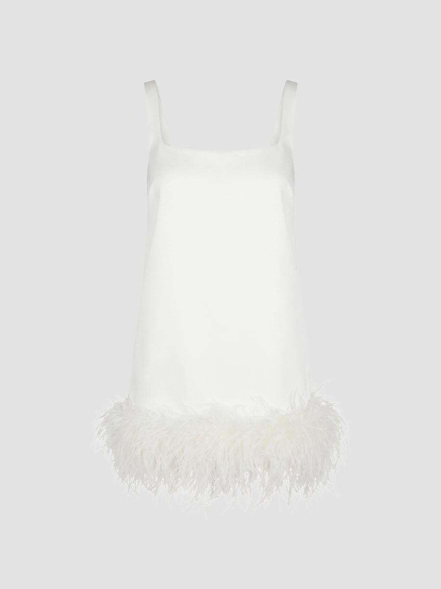 Retroféte Women's Ragna Feather-trim Mini Dress In White