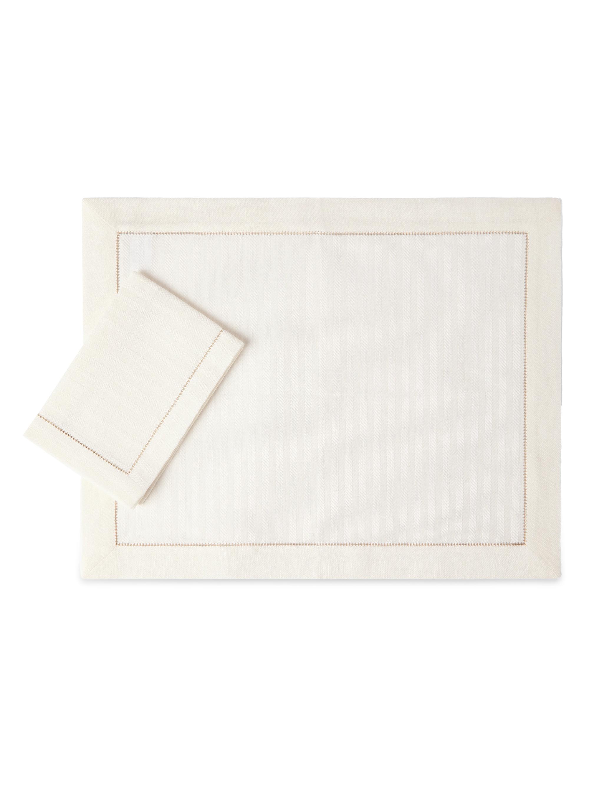 Brunello Cucinelli Placemat and Napkin Set in Chalk Stripe Linen - Buff