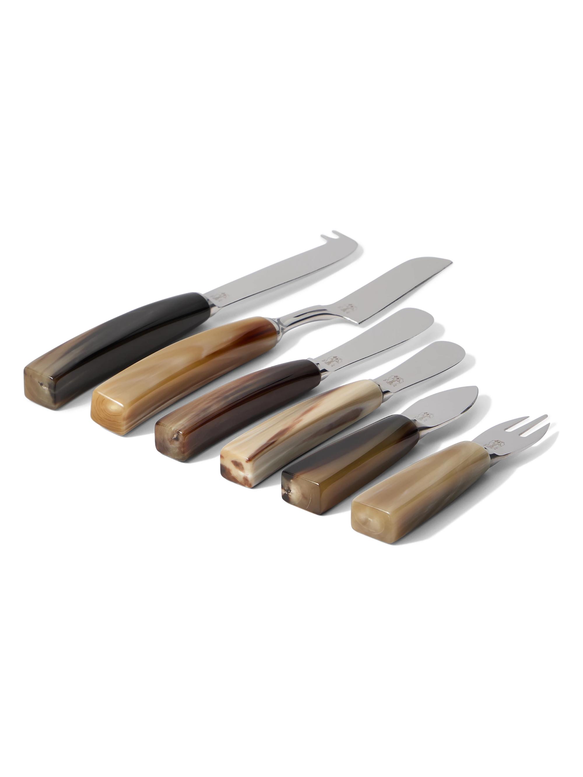 Brunello Cucinelli Buffalo Horn and Steel Cheese Cutlery Set - Natural Horn