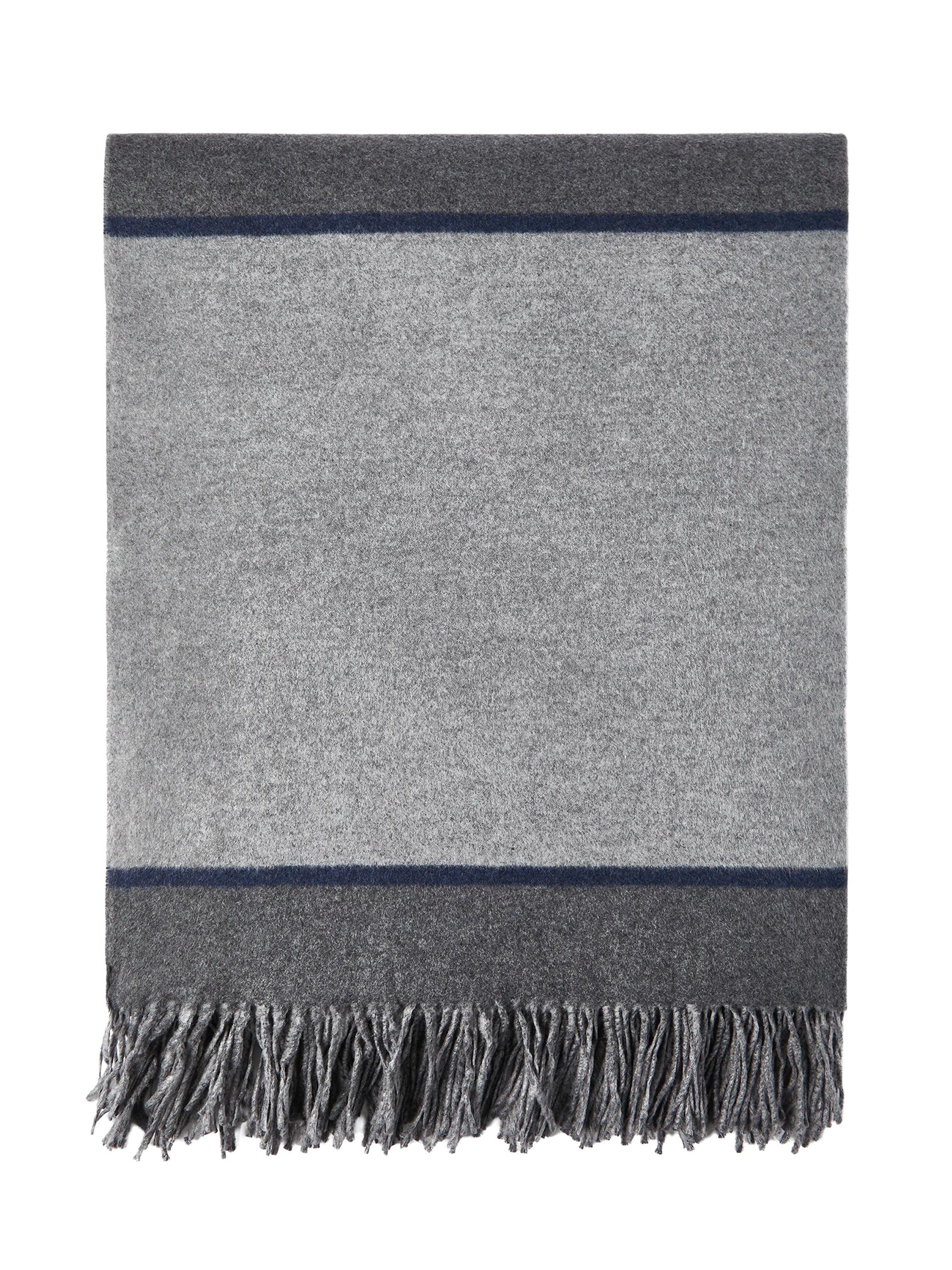 Brunello Cucinelli Silk Color Block Throw with Fringe - Medium Grey