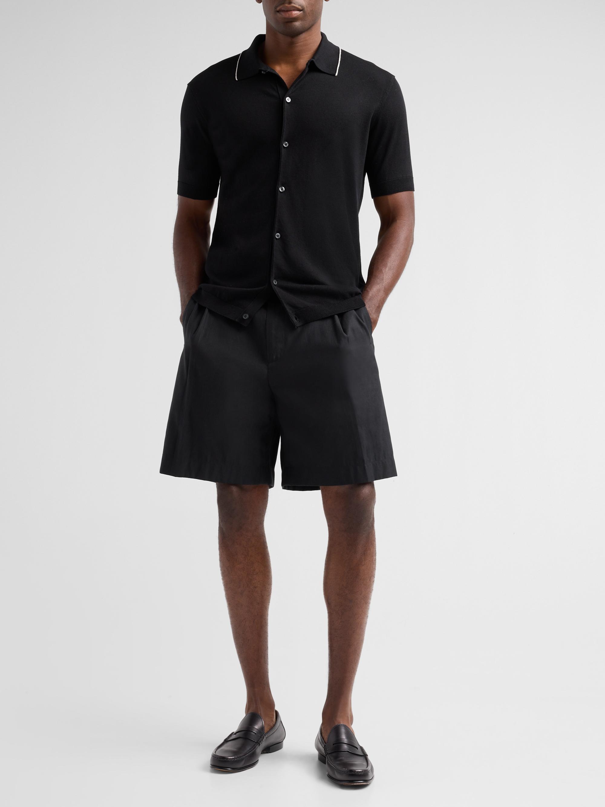 Saks Fifth Avenue Cotton and Silk Knit Tipped-Collar Sweater