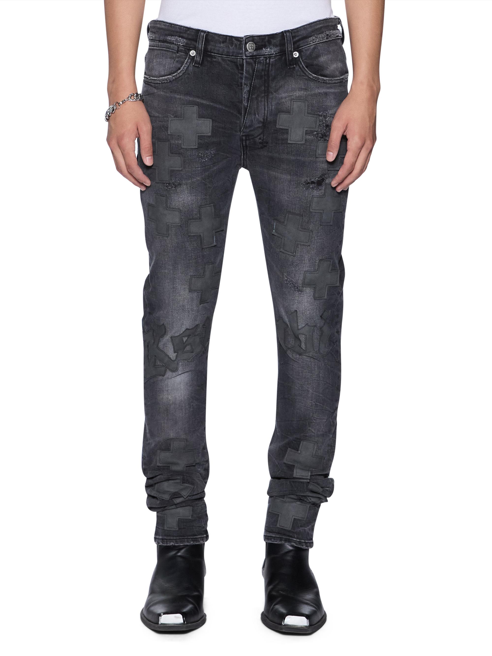 Ksubi Men's Future Memory Van Winkle Blakk Metal Idols Appliqué Skinny Jeans - Charcoal
