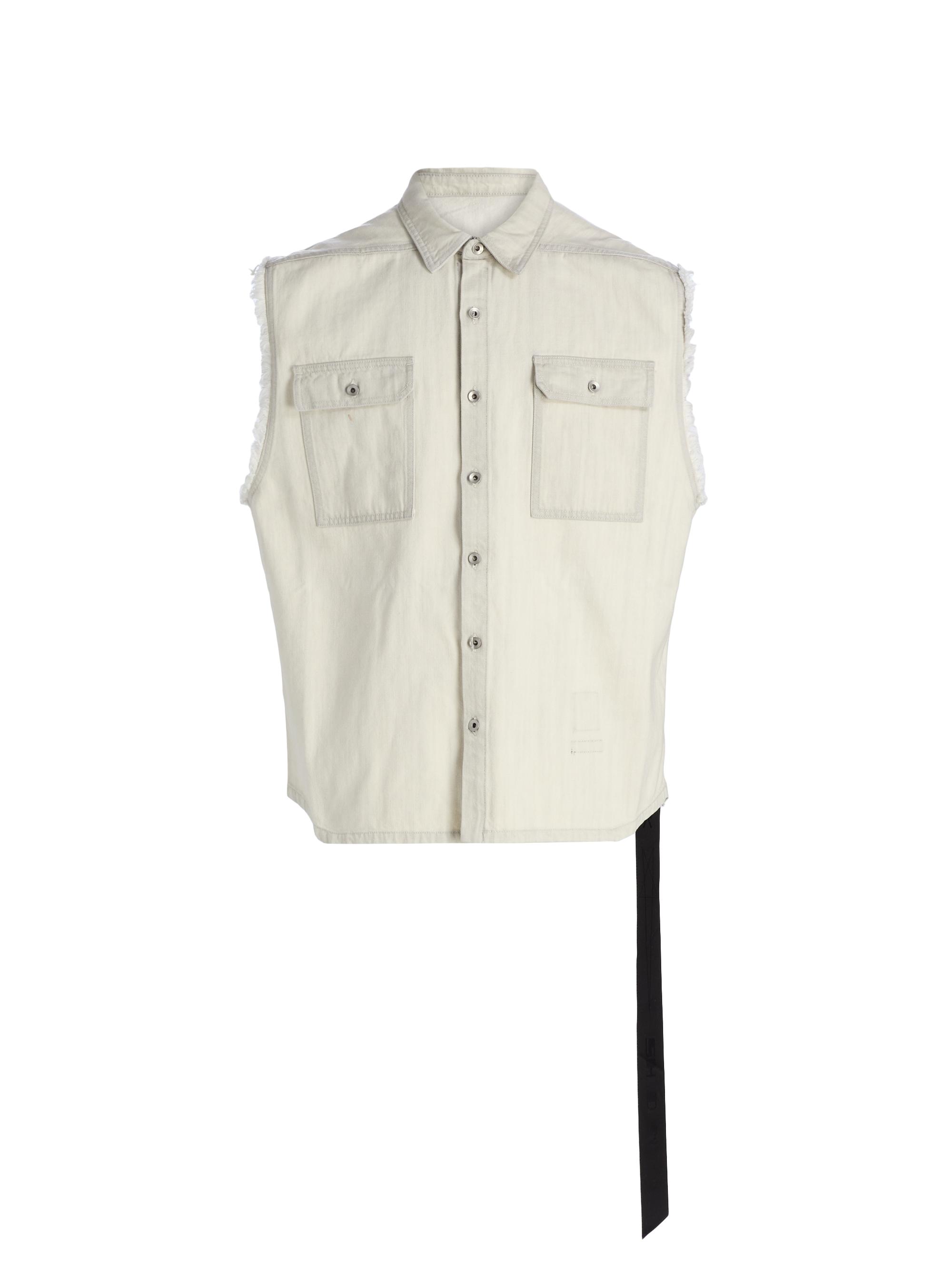 DRKSHDW by Rick Owens Men's Tommy Jumbo Outershirt Denim Vest - Milk Wash