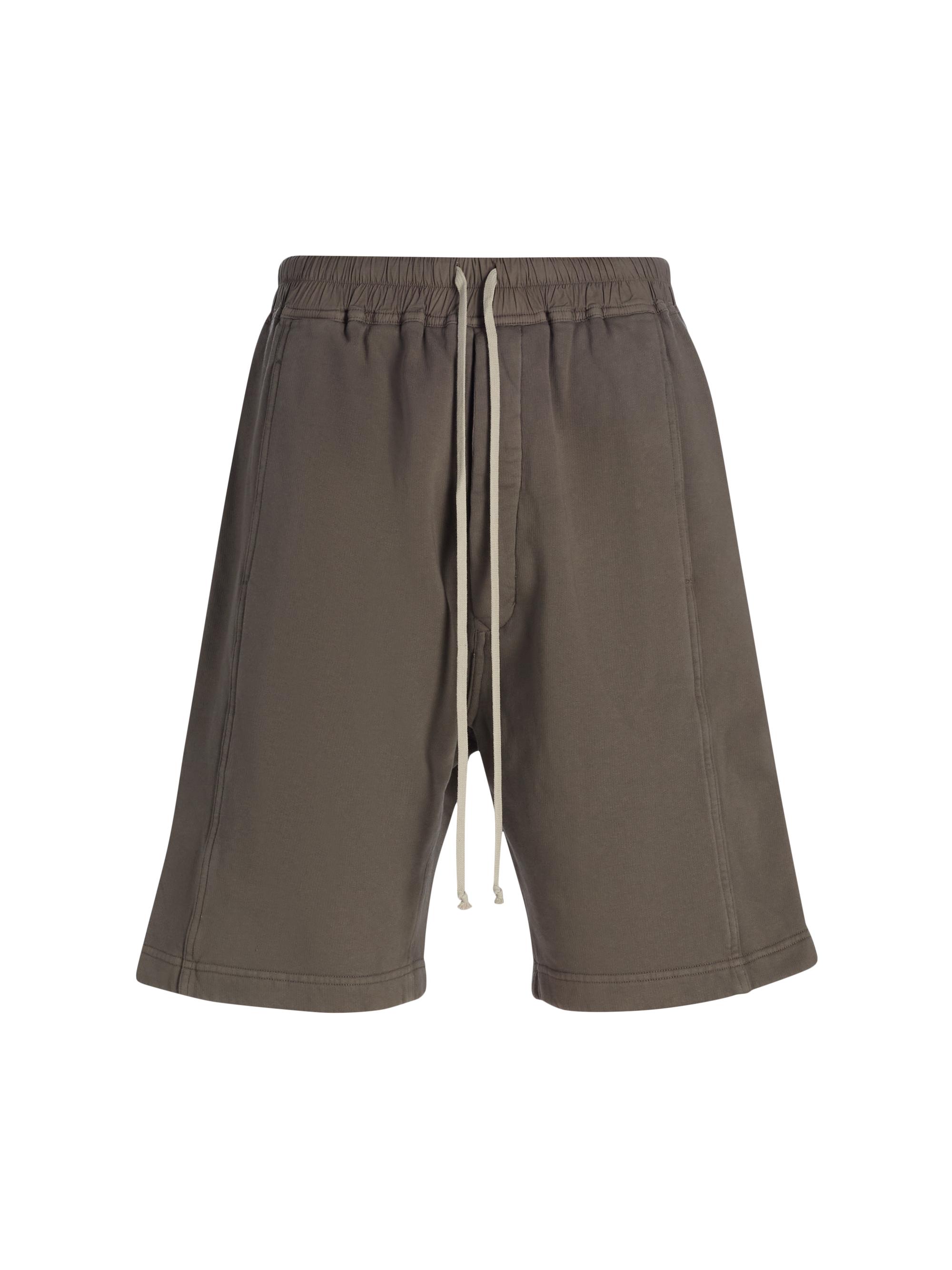 DRKSHDW by Rick Owens Men's Wide Pushed Buttoned-Side Drawstring Shorts - Dust