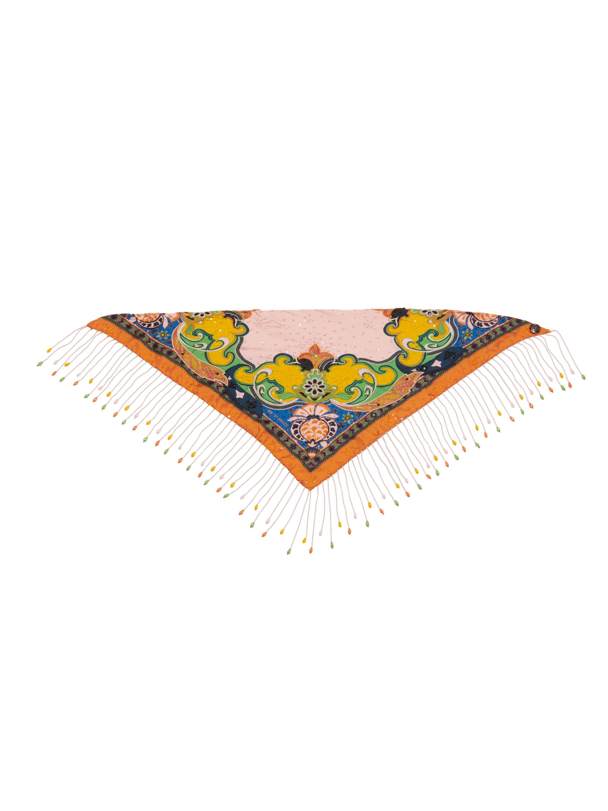 Etro Women's Printed Fringed Silk Bandana - Printed Pink Base