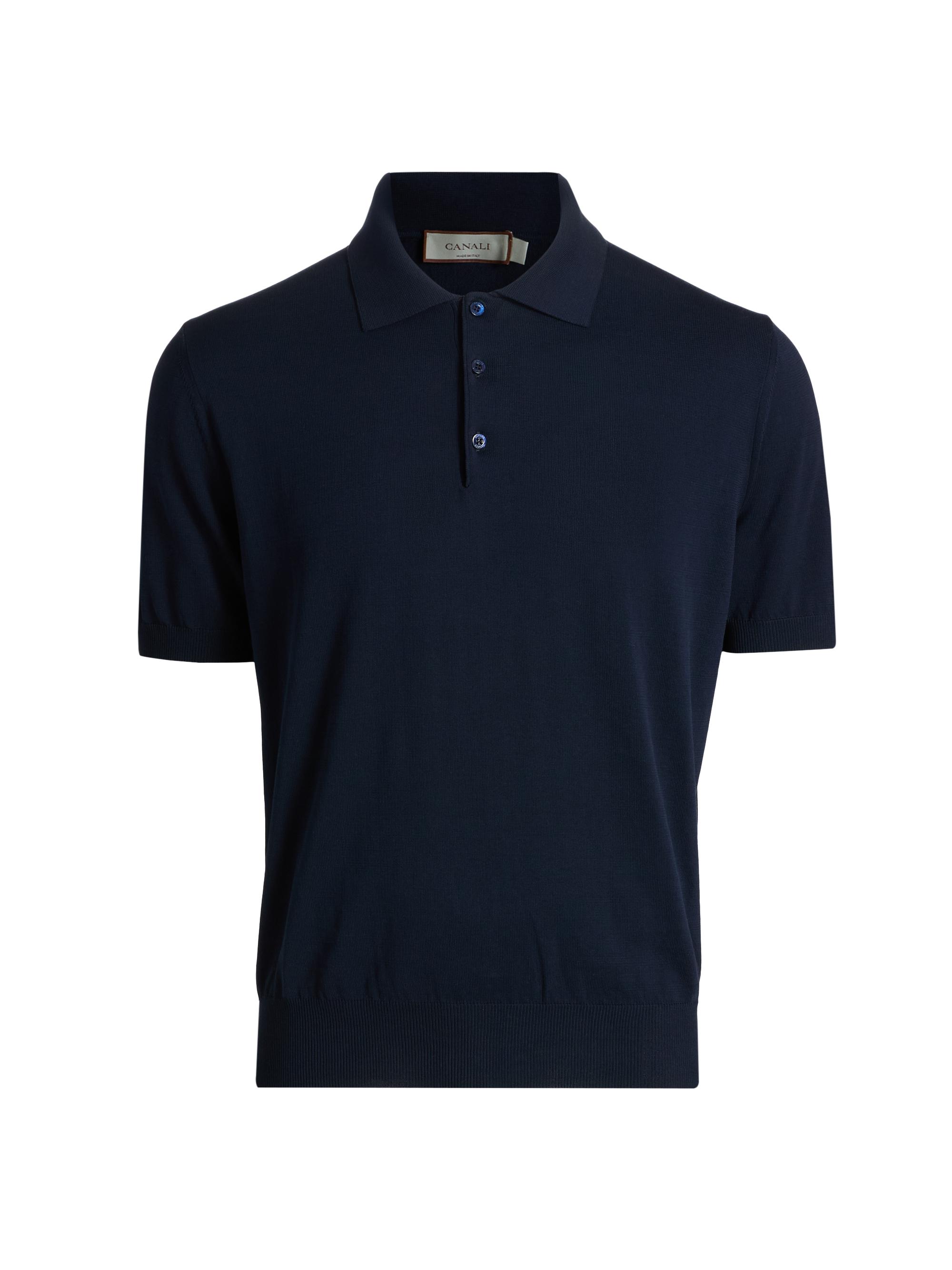 Canali Men's Knit Cotton Polo Shirt - Navy