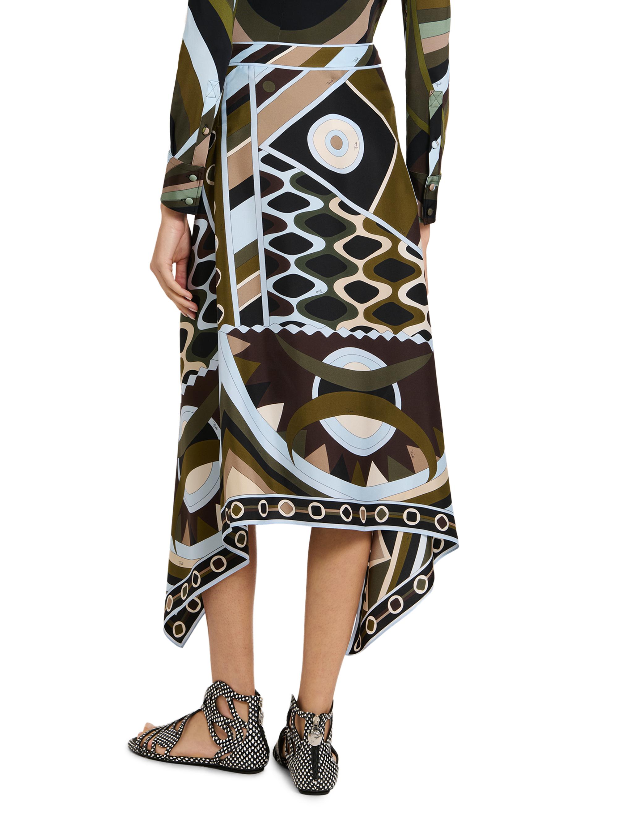Pucci Women's L'Alba Printed Silk Twill Midi-Skirt - Khaki Blue | Thumbnail 5