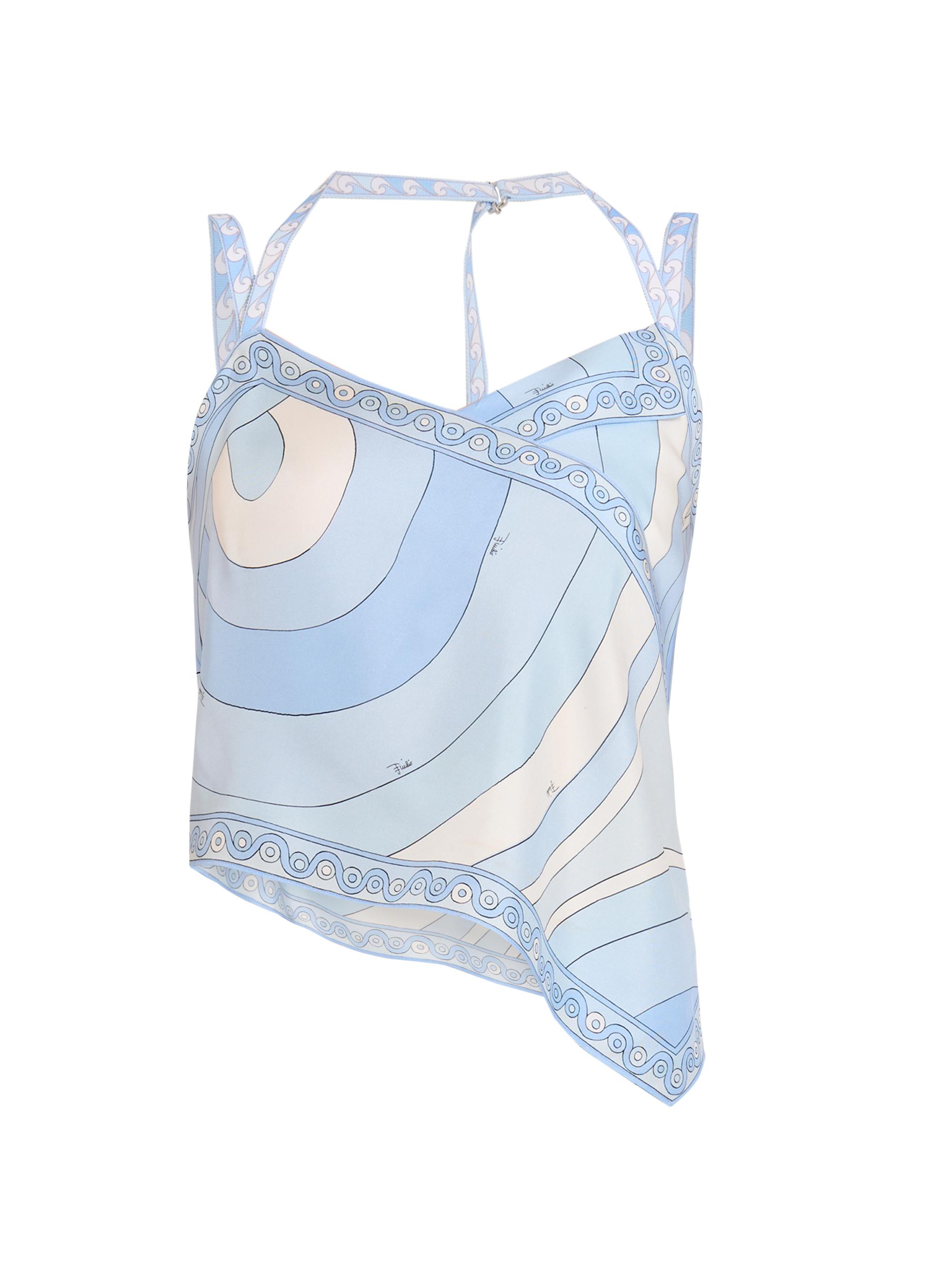Pucci Women's L'Alba Printed Silk Twill Asymmetric Top - Pale Blue