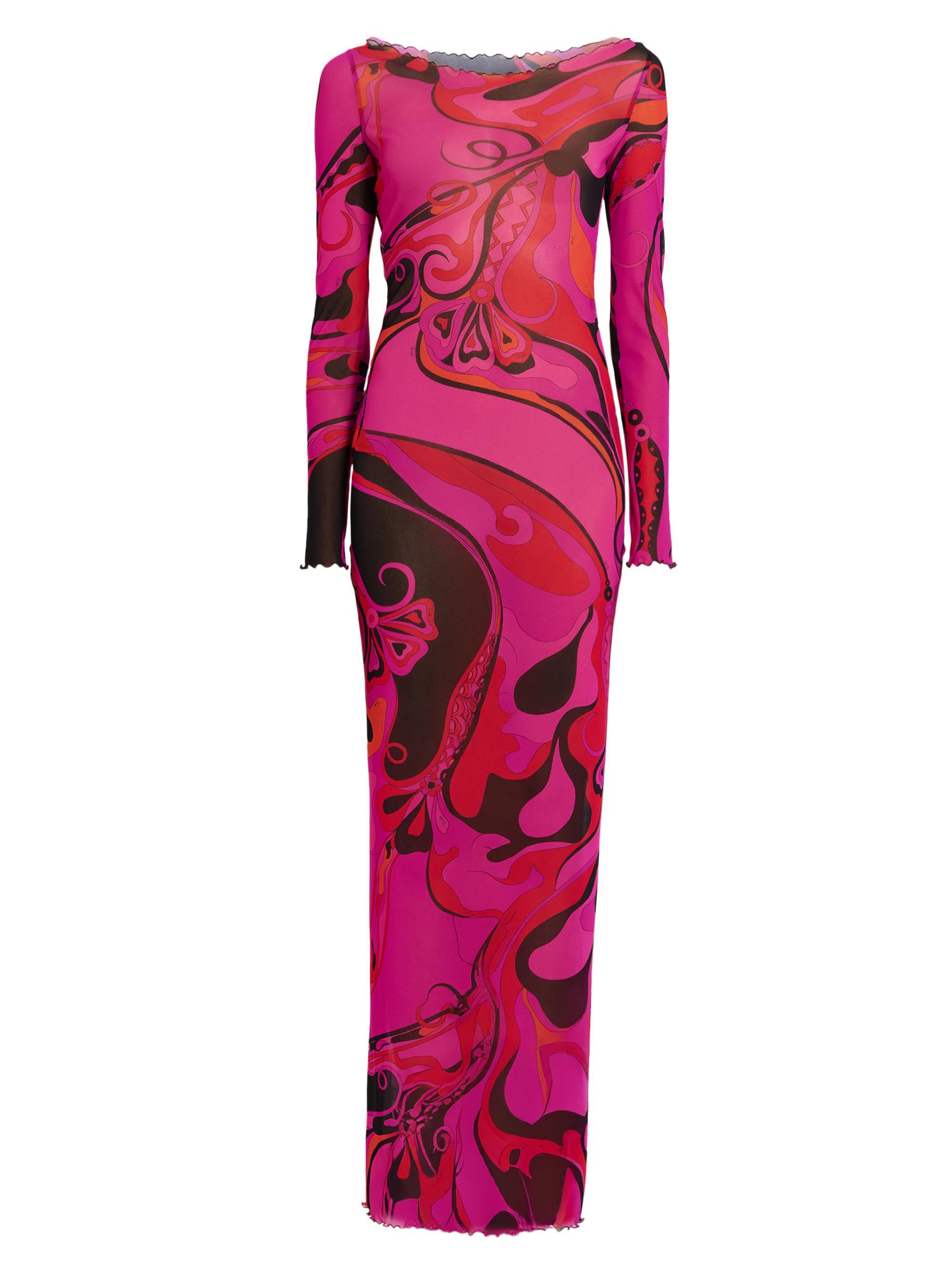 Pucci Women's L'Alba Printed Tulle Maxi Dress - Fuchsia Black