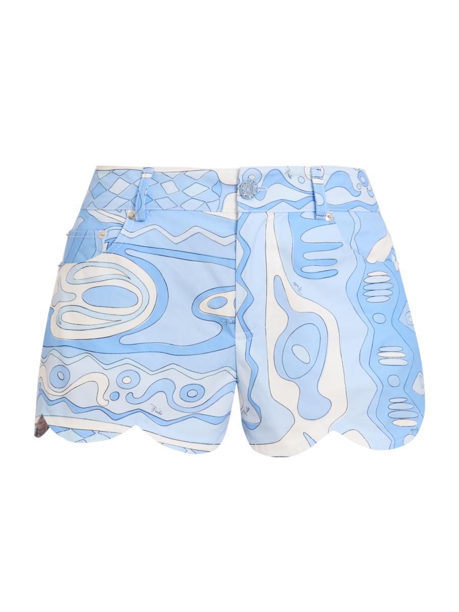 Pucci Women's L'alba Printed Cotton Regular-fit Shorts In Blue