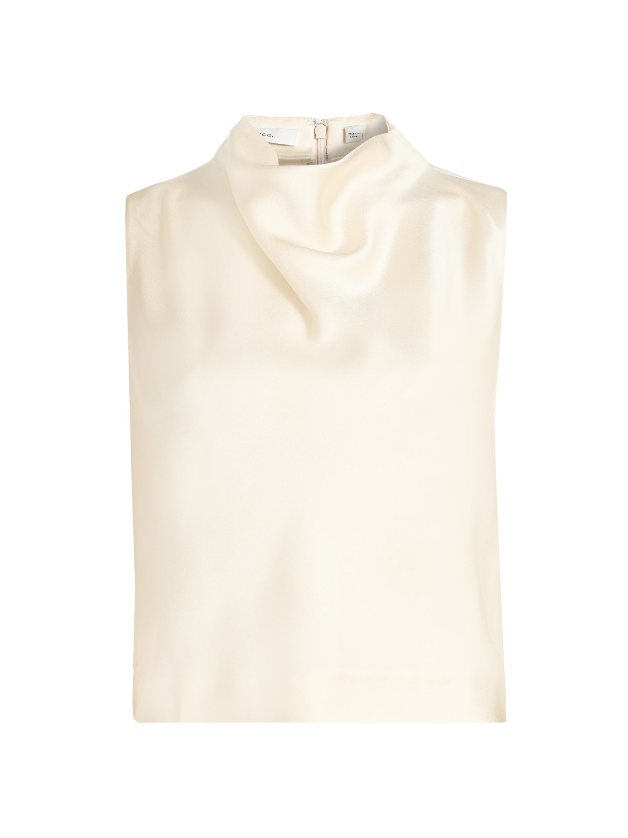 Vince Women's Satin Cowlneck Crop Top - Flax