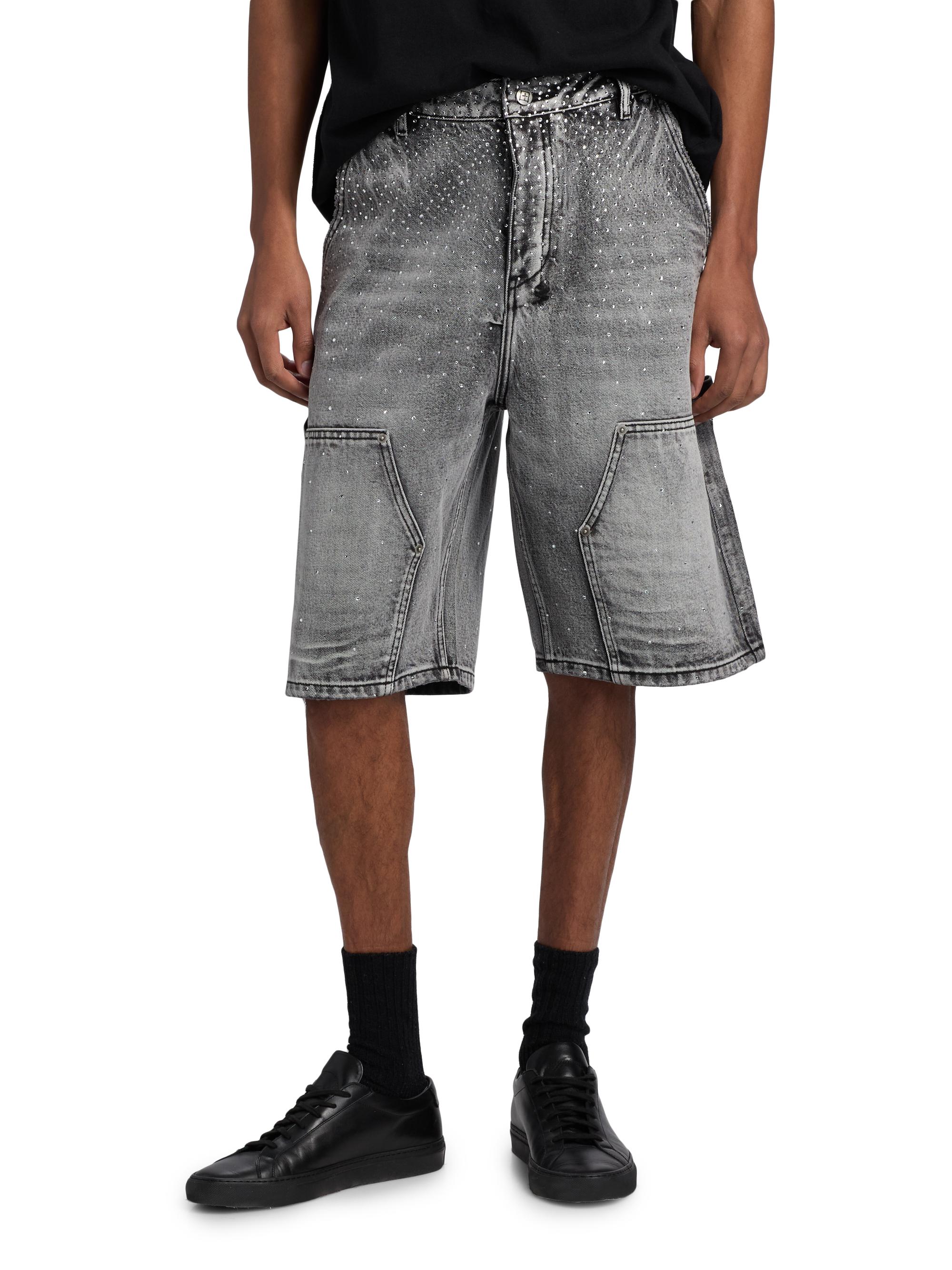 Ksubi Men's Maxx Operator Konkrete Crystal Carpenter Shorts - Charcoal | Thumbnail 3