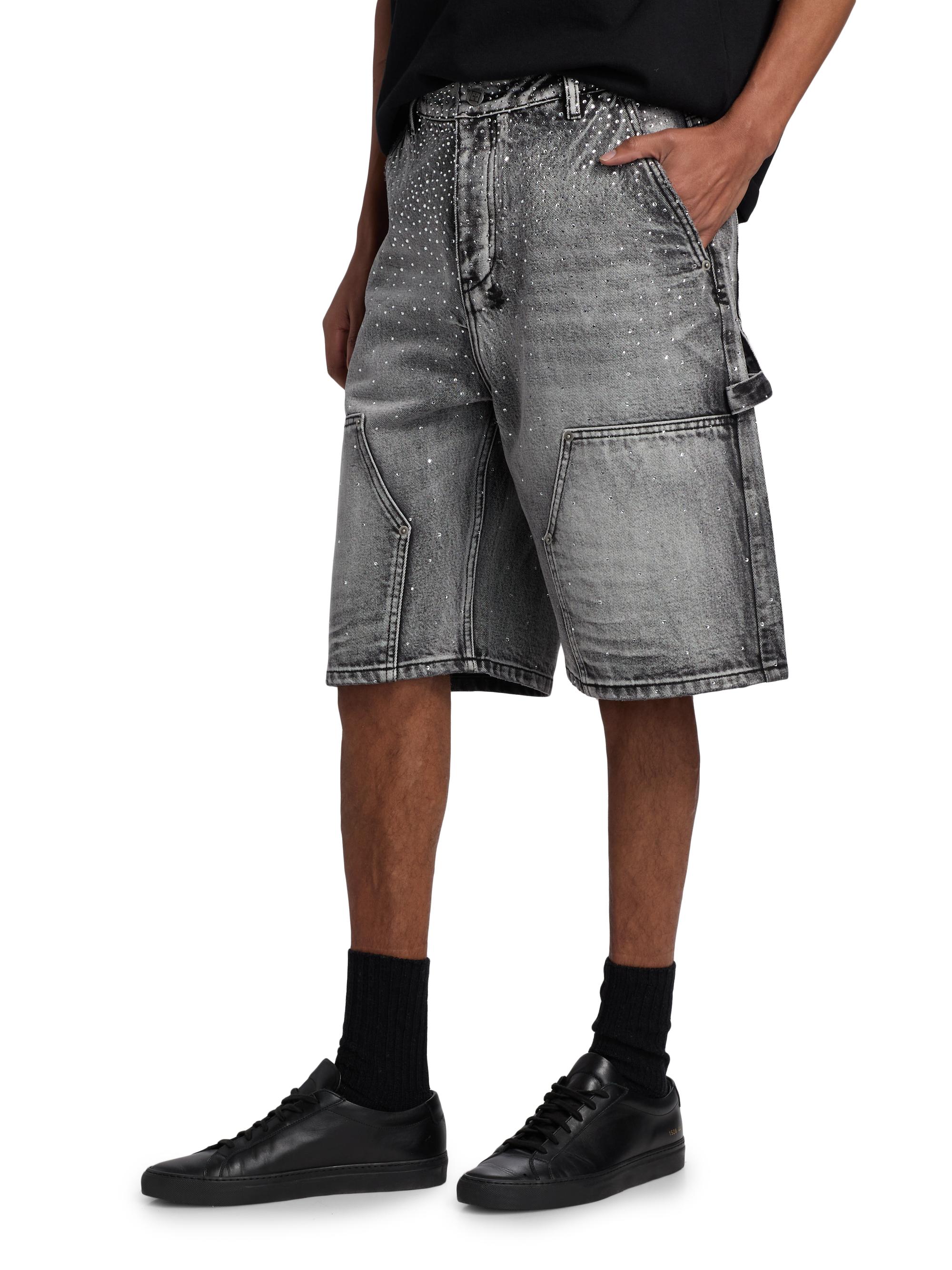 Ksubi Men's Maxx Operator Konkrete Crystal Carpenter Shorts - Charcoal | Thumbnail 4