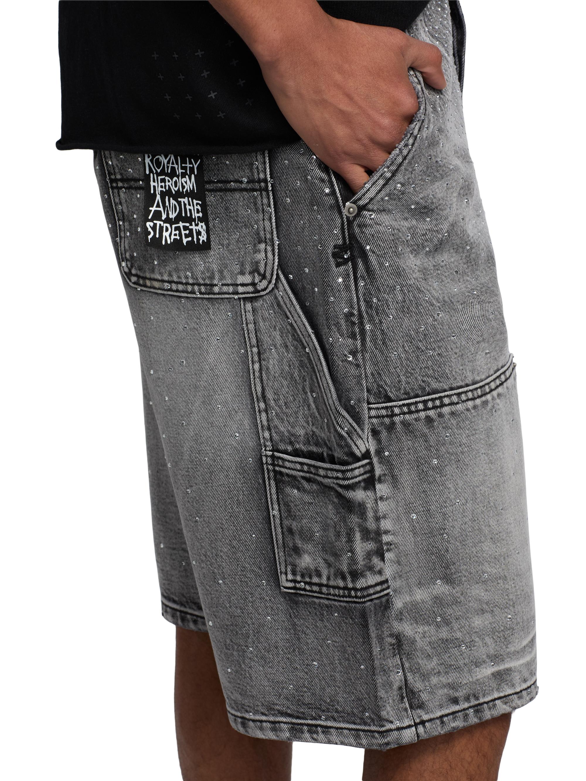 Ksubi Men's Maxx Operator Konkrete Crystal Carpenter Shorts - Charcoal | Thumbnail 6