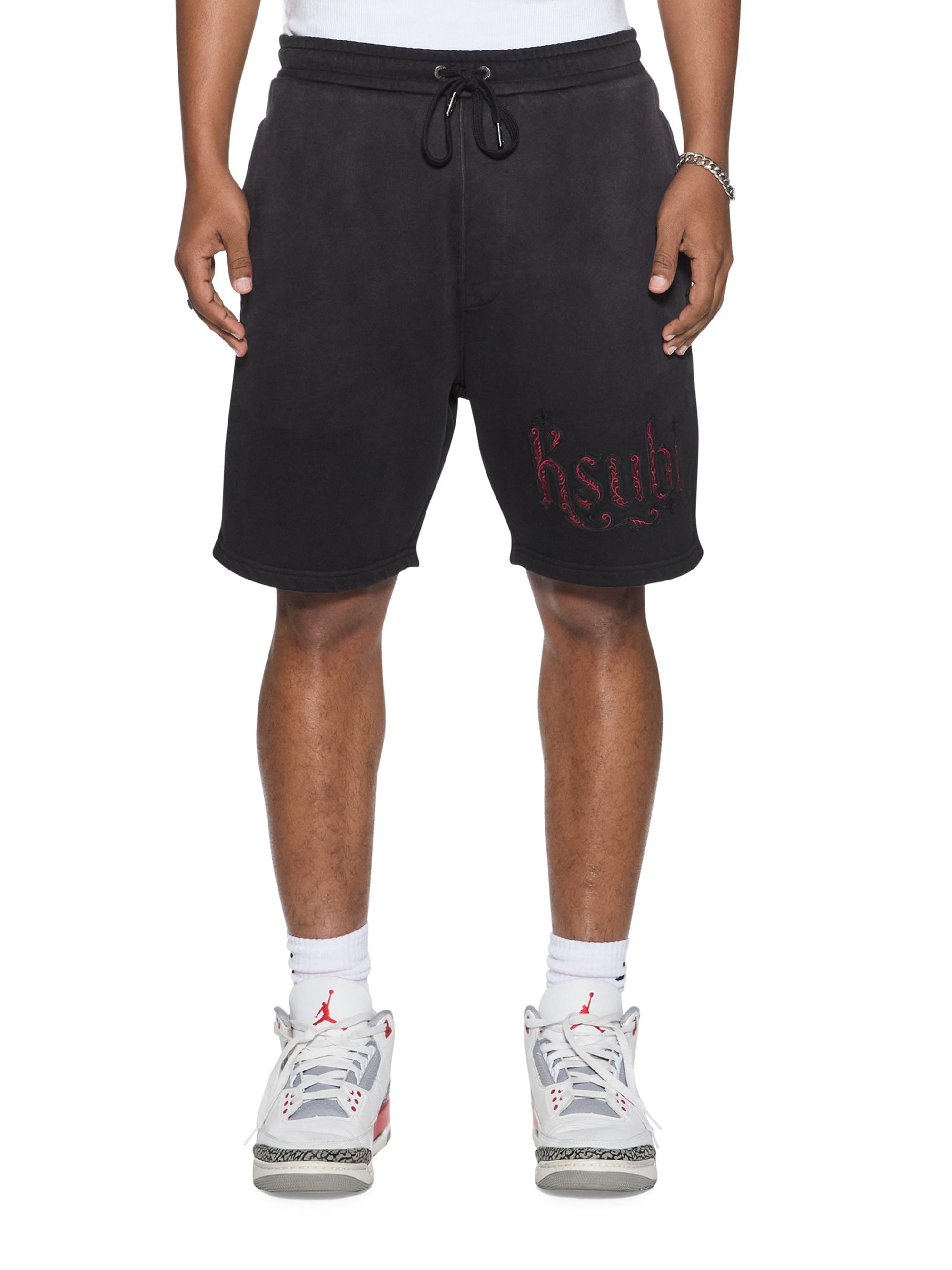 Ksubi Men's Paise Trak Embroidered Cotton Shorts - Charcoal