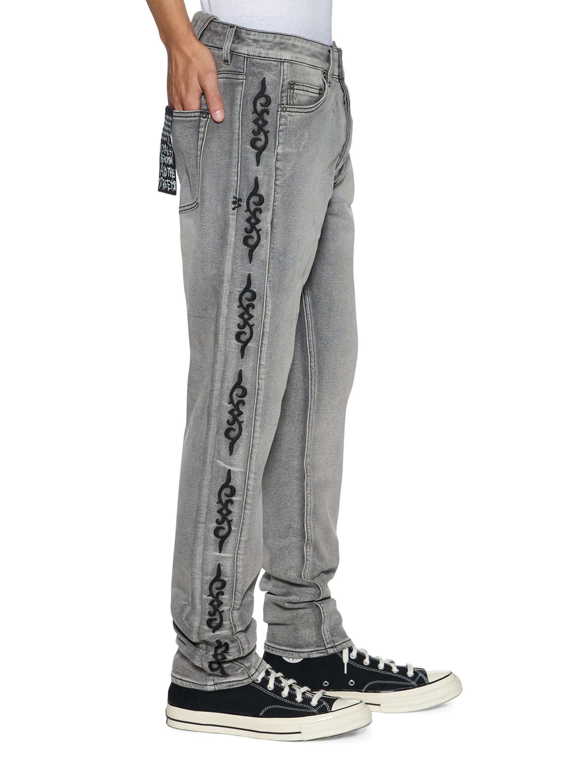 Ksubi Men's Chitch Graphic Cotton Tapered-Leg Jeans - Grey | Thumbnail 3
