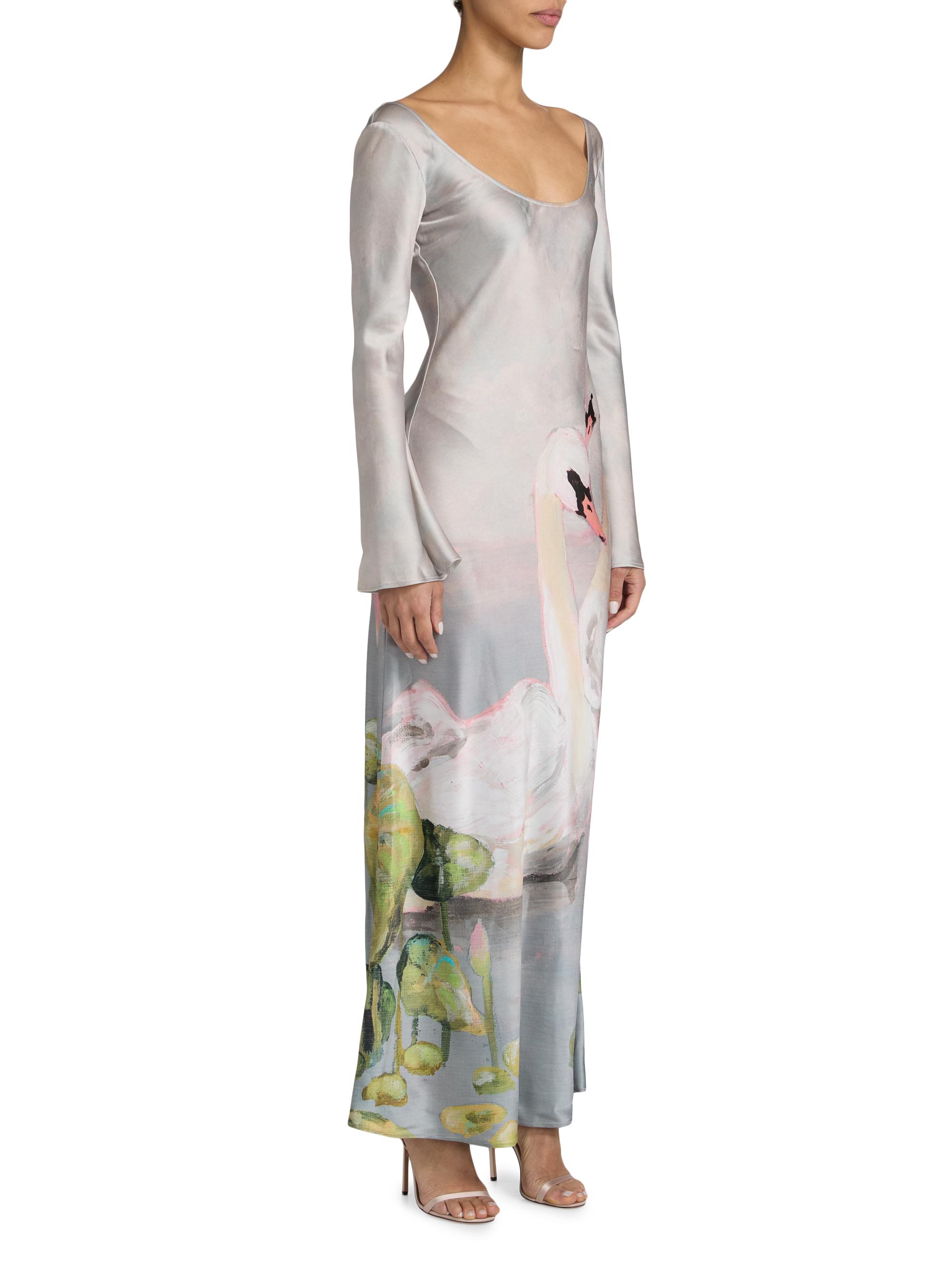 Acler Callaly Swan Satin Scoopneck Maxi Dress | Saks Fifth Avenue