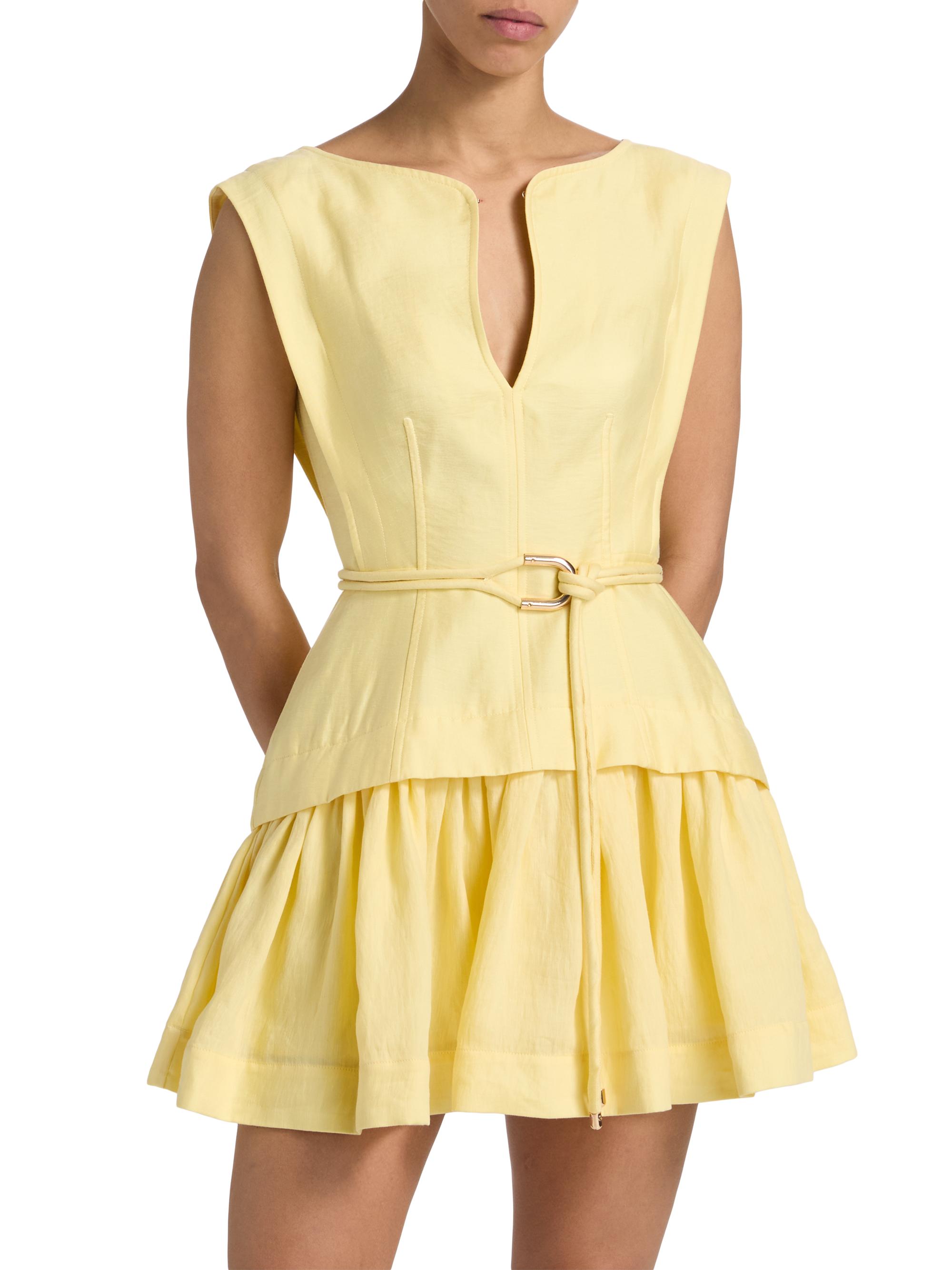 Acler Remly Ruffled Linen-Blend Minidress | Saks Fifth Avenue