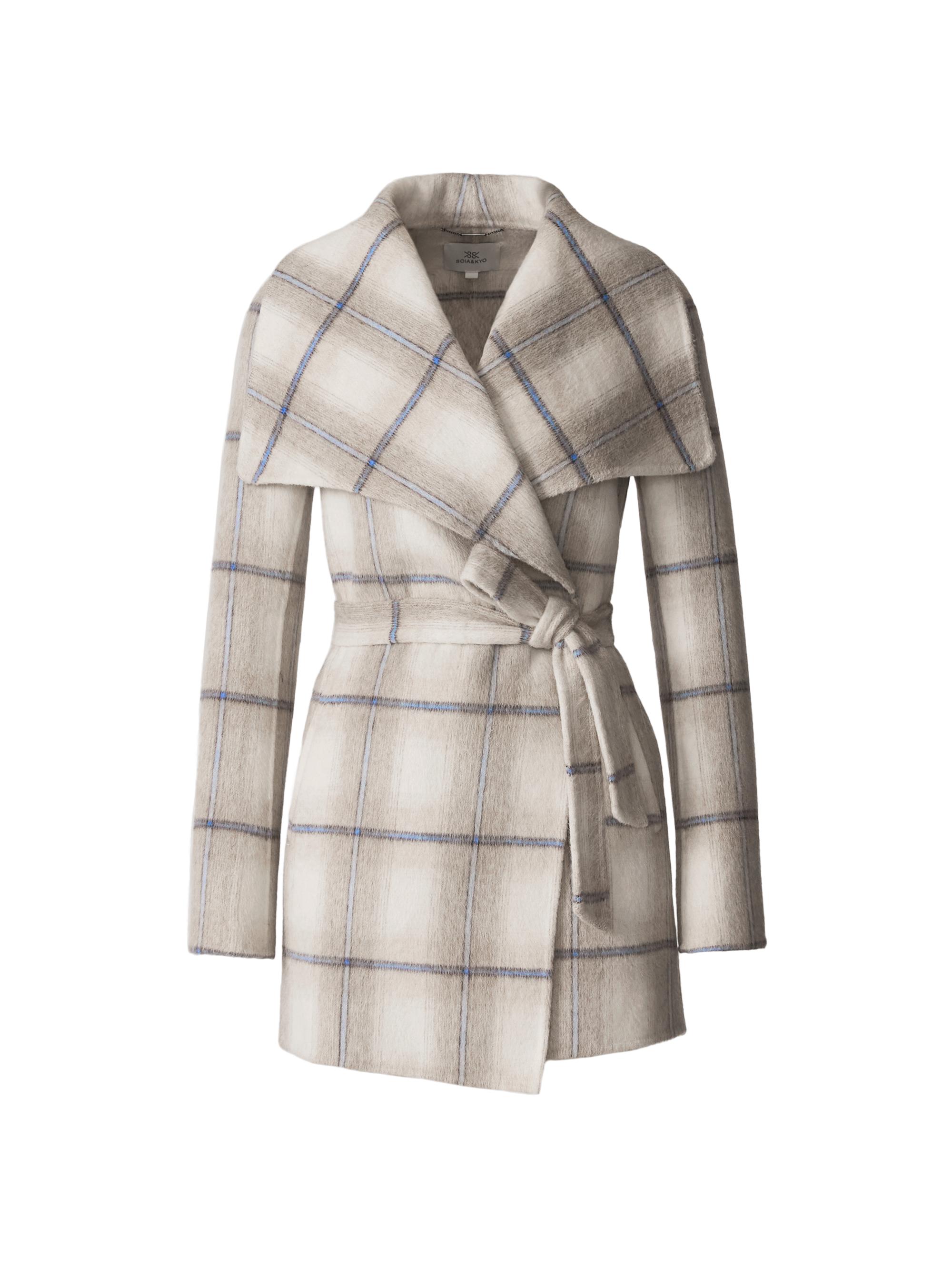 Soia & Kyo Women's Bridgette Check Wool-Blend Wrap Coat - Poolside Plaid