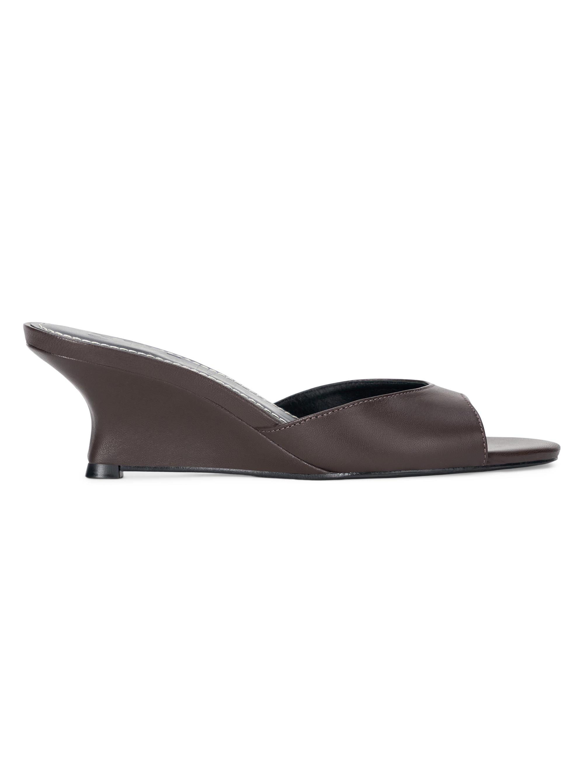 Staud Women's Brigitte 60MM Leather Slip-On Wedge Mules - Espresso