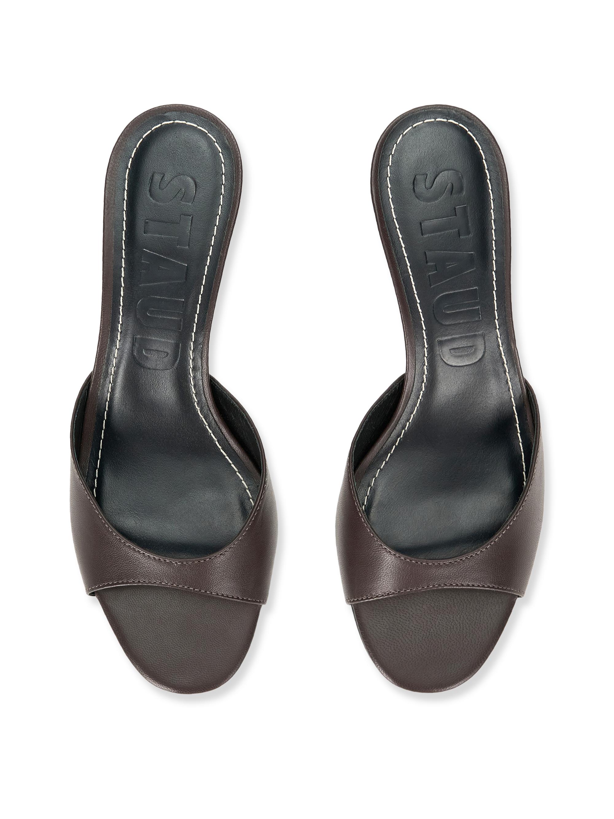 Staud Women's Brigitte 60MM Leather Slip-On Wedge Mules - Espresso | Thumbnail 4