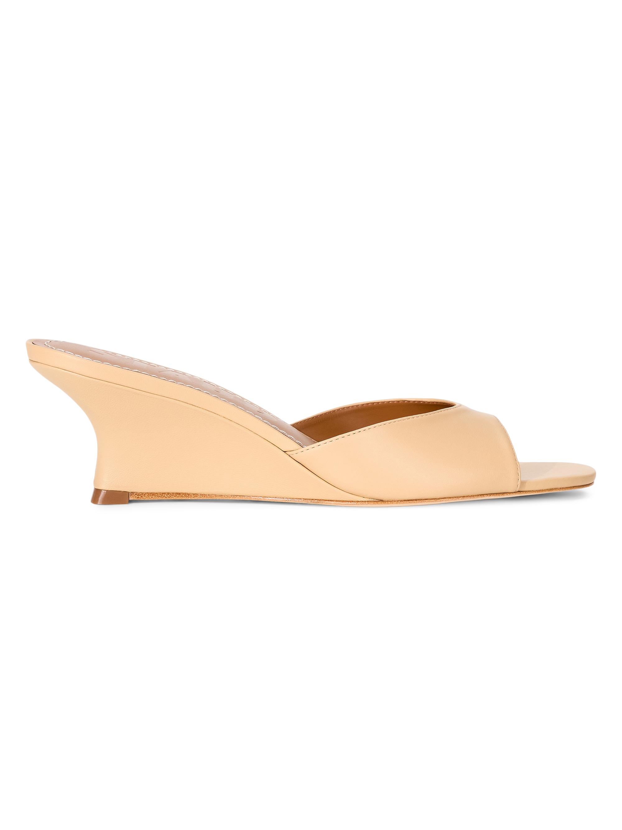 Staud Women's Brigitte 60MM Leather Slip-On Wedge Mules - Porcini