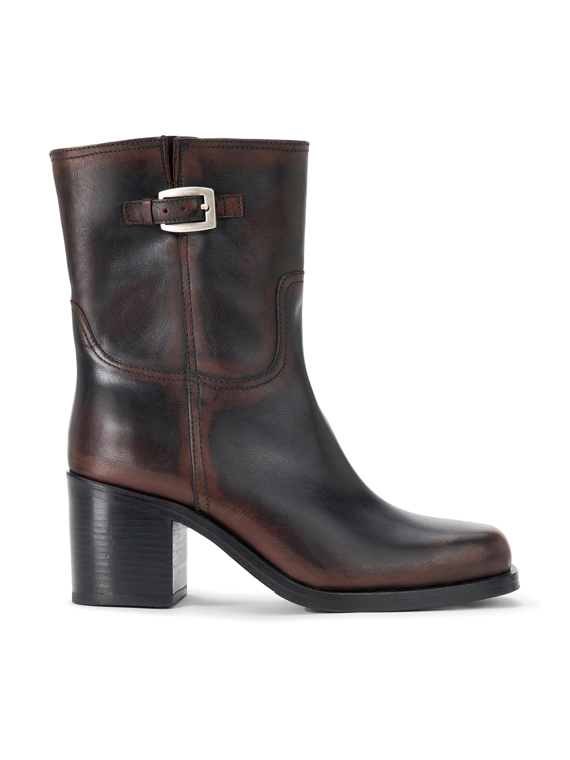 Staud Women's Brooklyn 75MM Leather Ankle Boots - Espresso Distressed