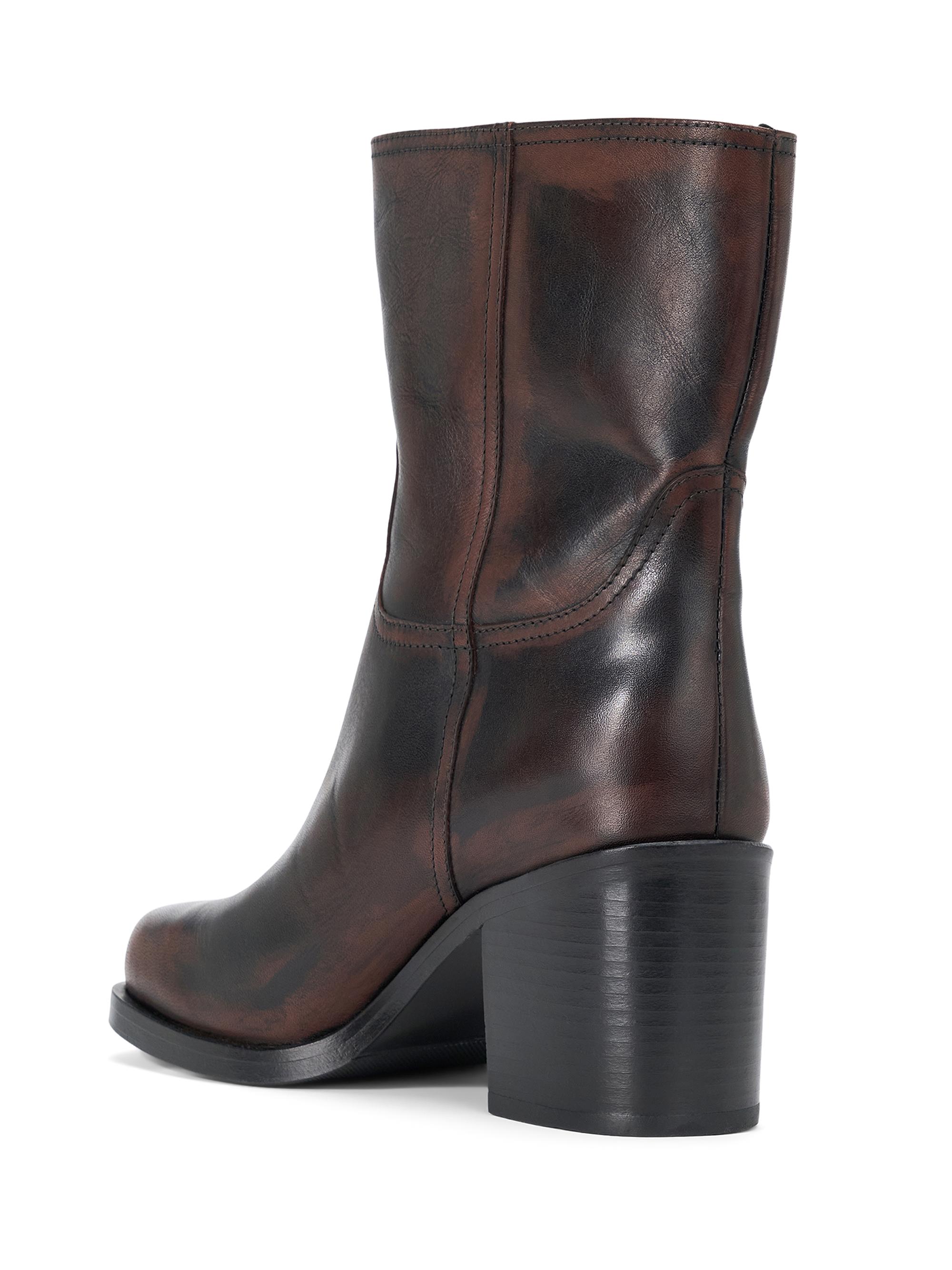 Staud Women's Brooklyn 75MM Leather Ankle Boots - Espresso Distressed | Thumbnail 3