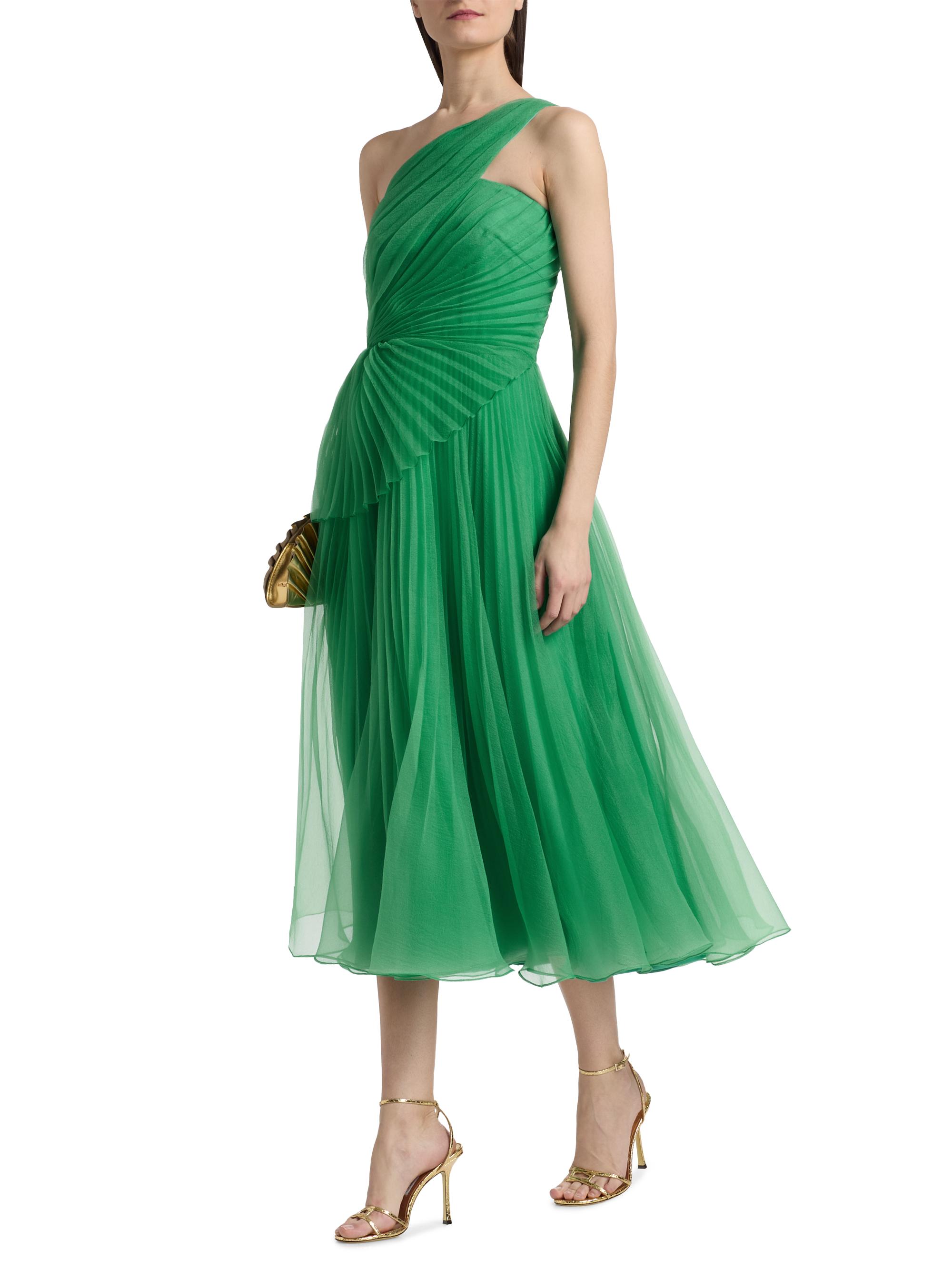 Theia Women's Cece Pleated Organza One-Shoulder Cocktail Dress - Seafoam Drift | Thumbnail 4