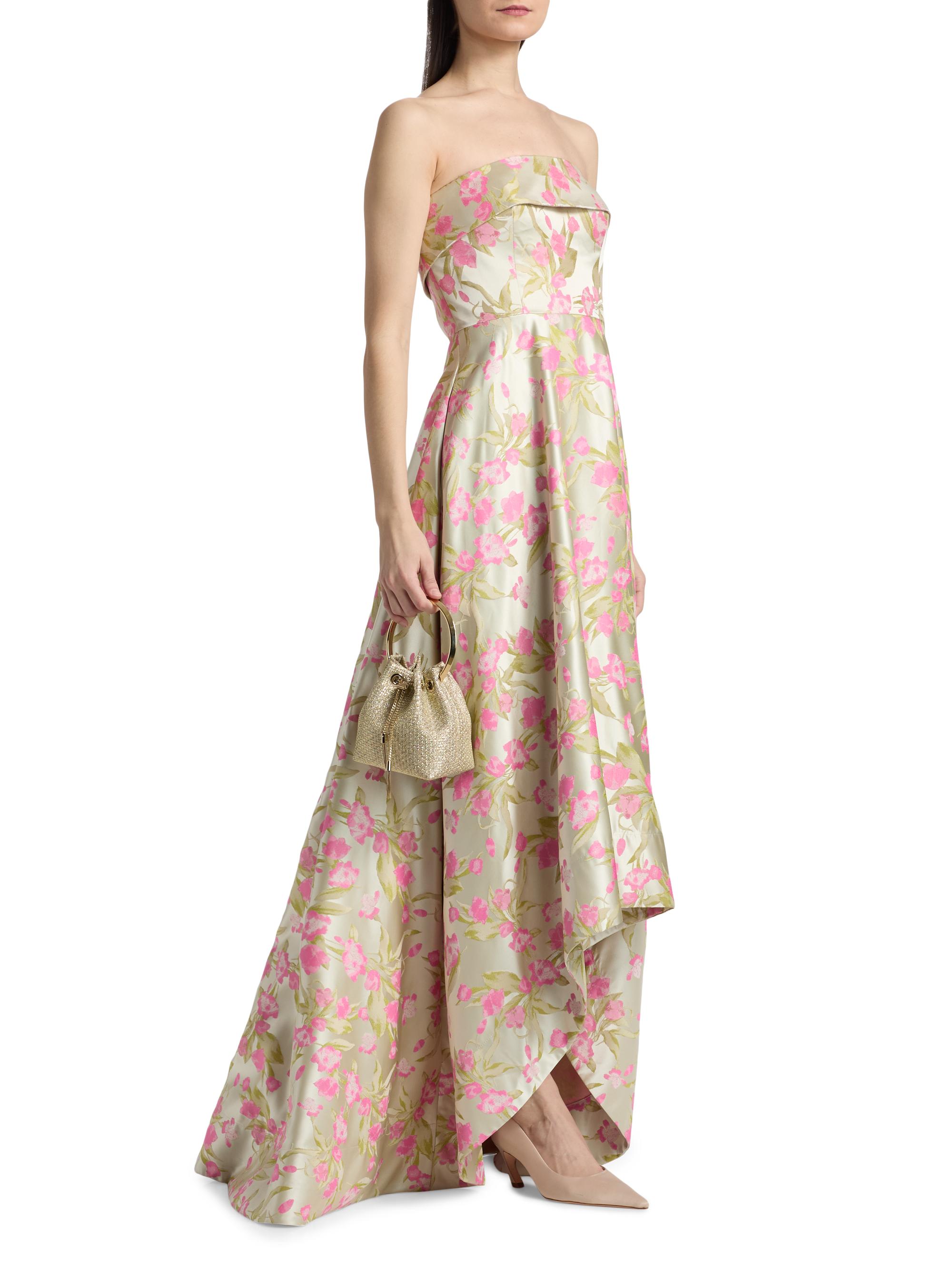 Theia Women's Sylvana Floral Jacquard High-Low Gown - Blushberry Mint | Thumbnail 4