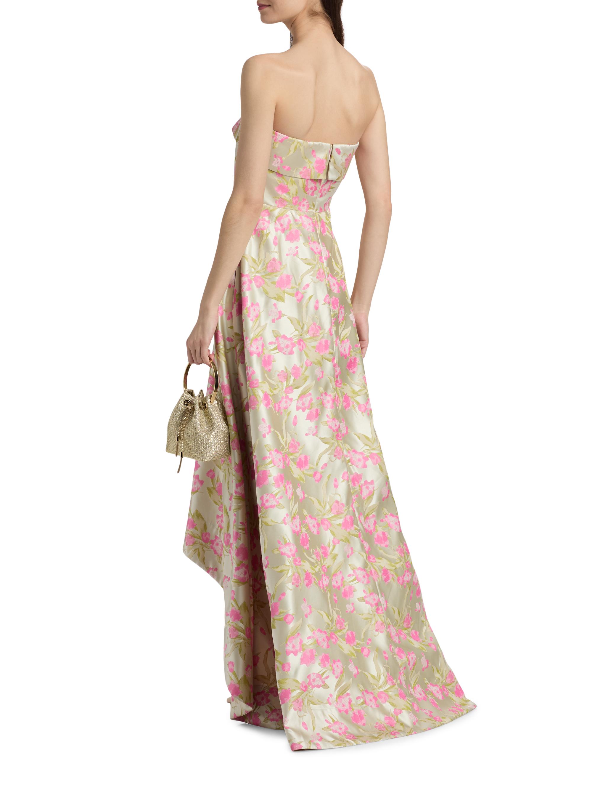 Theia Women's Sylvana Floral Jacquard High-Low Gown - Blushberry Mint | Thumbnail 5