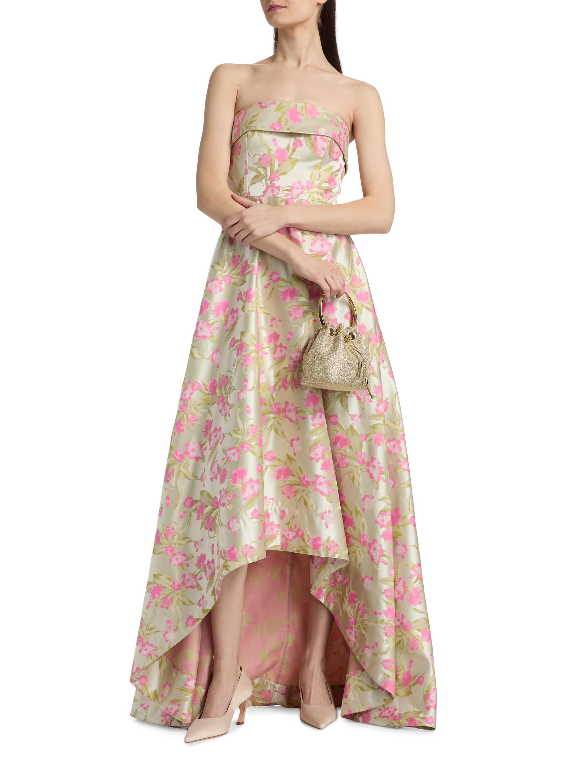 Theia Women's Sylvana Floral Jacquard High-Low Gown - Blushberry Mint | Thumbnail 2